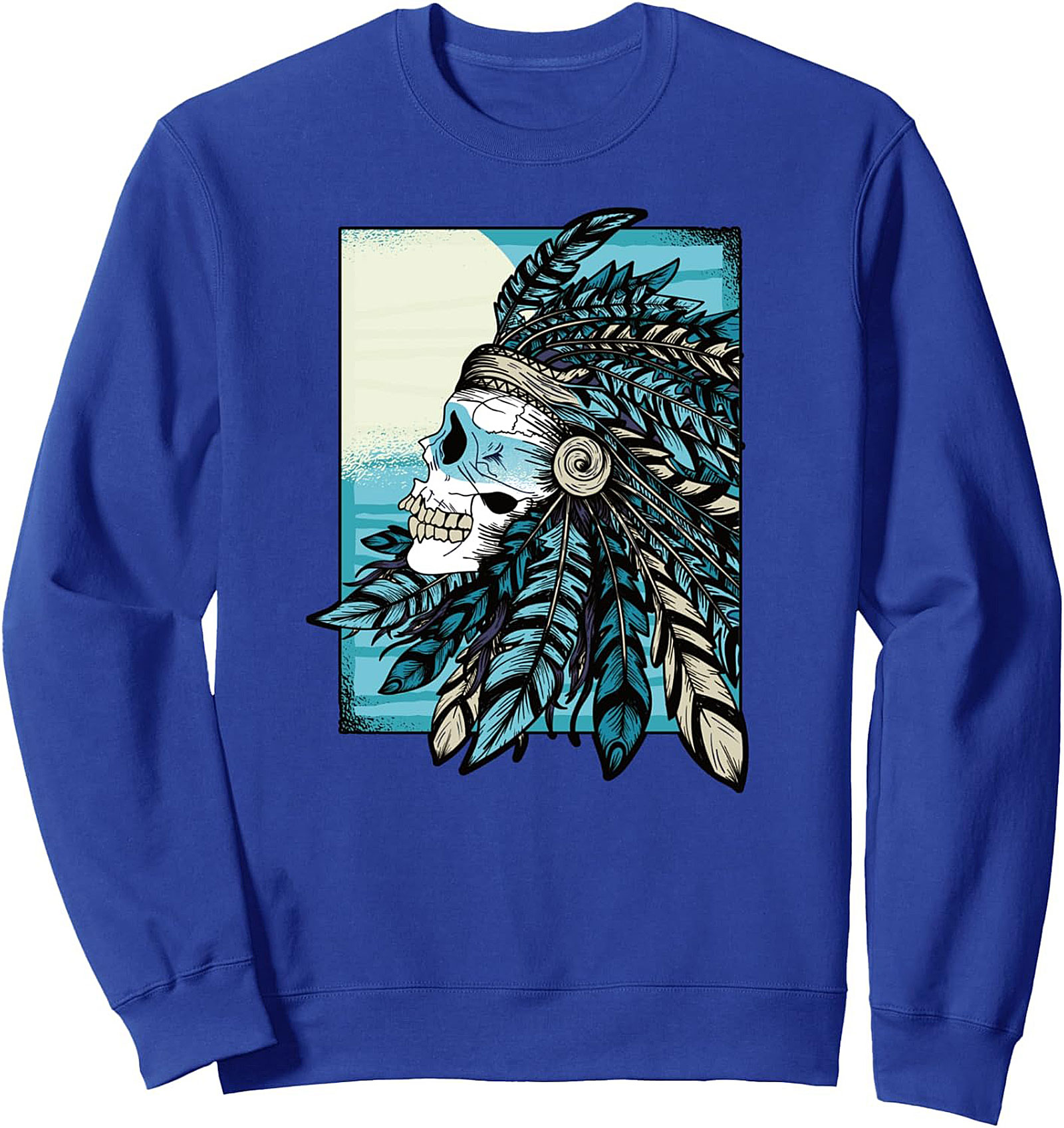 Warrior Skull Graphic Sweatshirt Cozy Crewneck Pullover