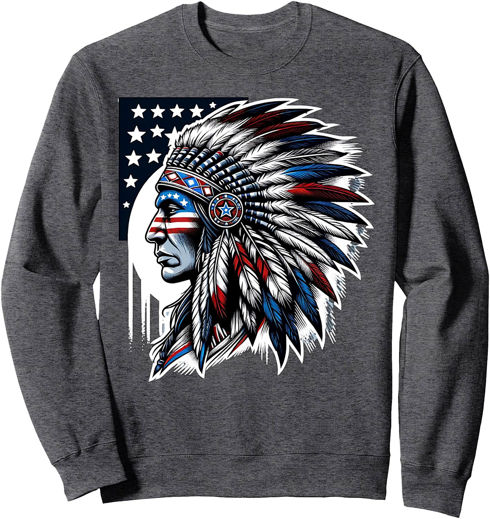Patriotic Indigenous Chief Sweatshirt Pullover Crewneck