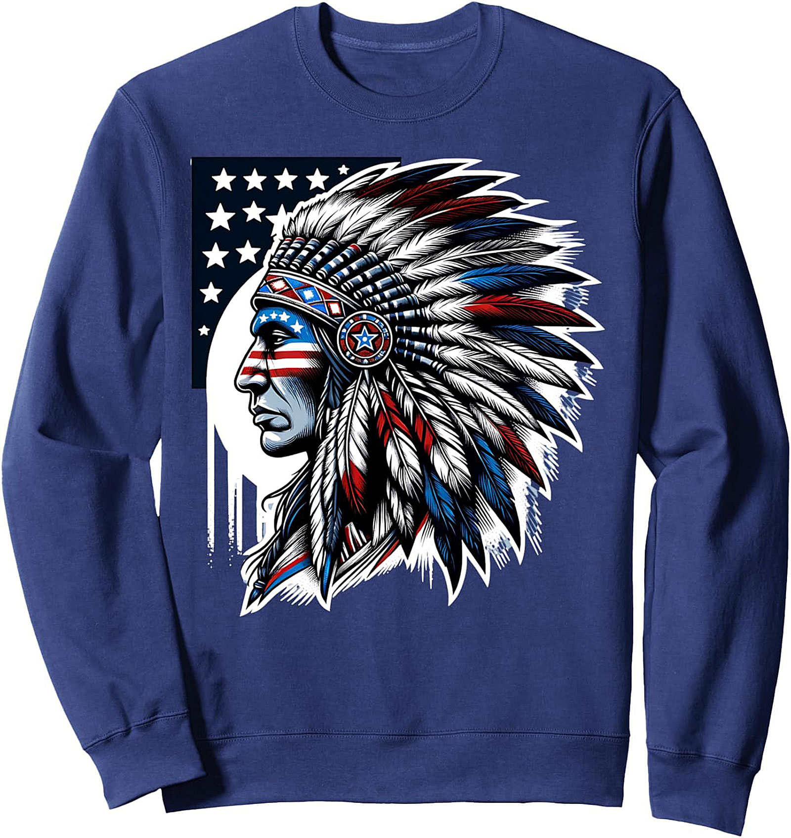 Patriotic Indigenous Chief Sweatshirt Pullover Crewneck