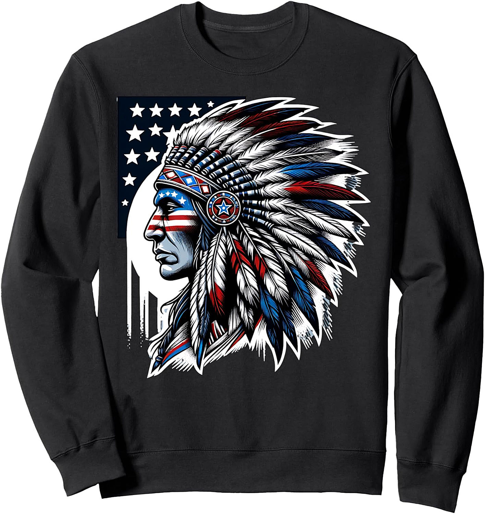 Patriotic Indigenous Chief Sweatshirt Pullover Crewneck