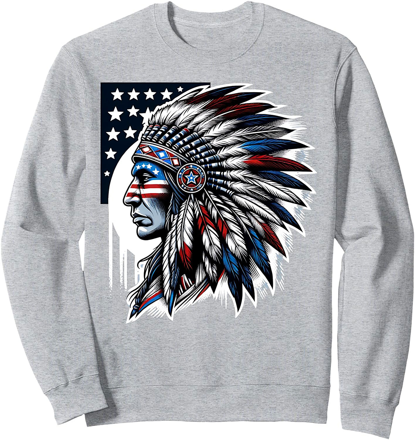 Patriotic Indigenous Chief Sweatshirt Pullover Crewneck