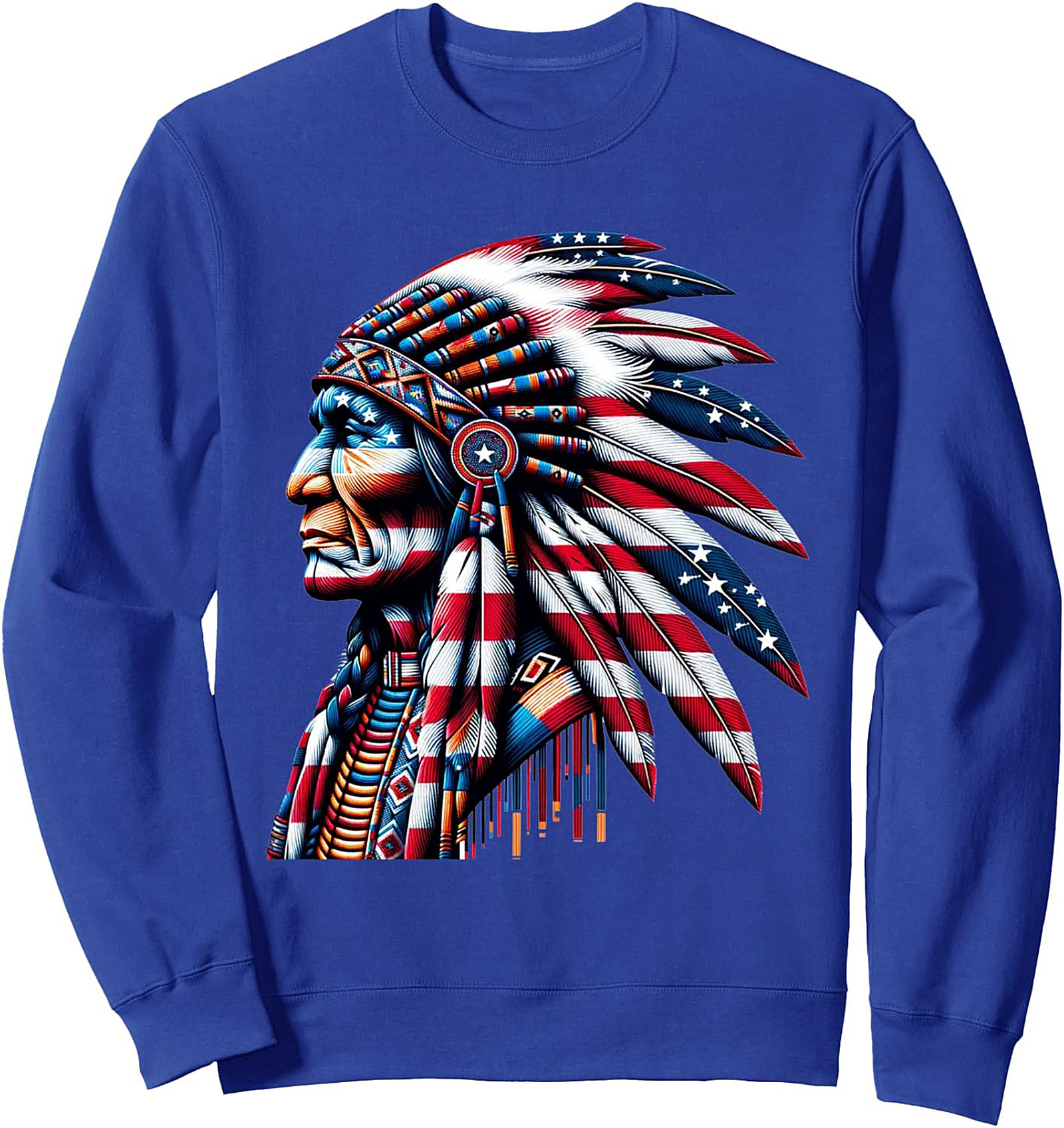 Patriotic Chief Graphic Sweatshirt Cozy Crewneck