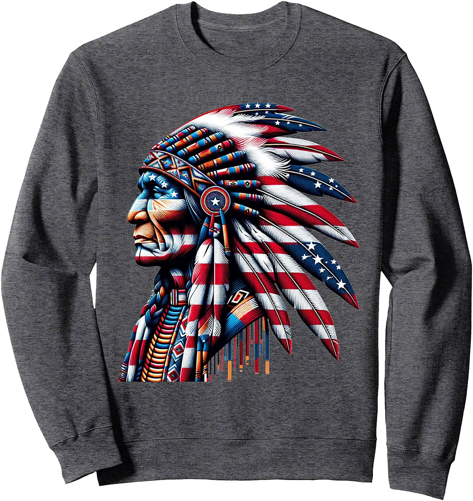 Patriotic Chief Graphic Sweatshirt Cozy Crewneck