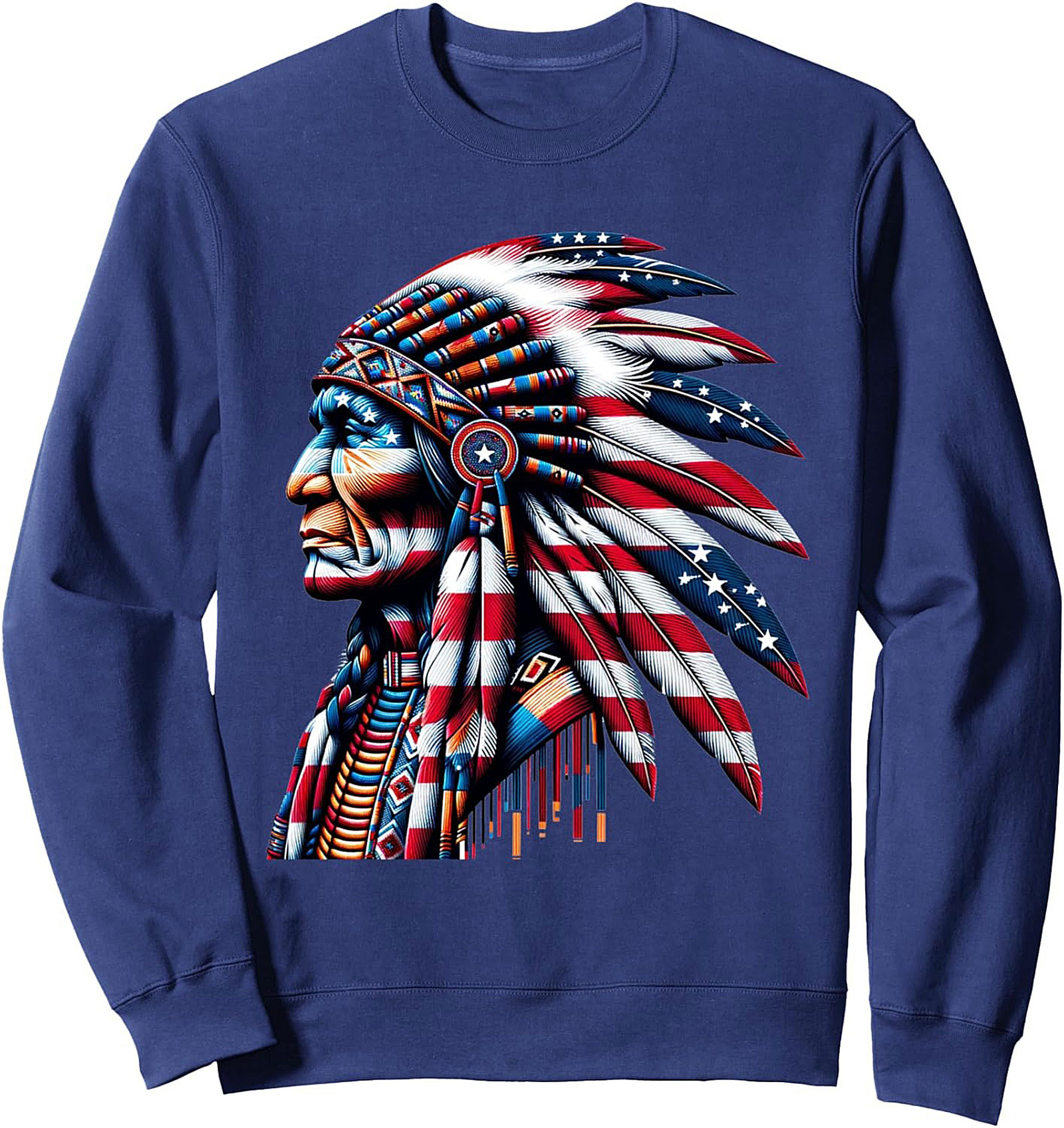 Patriotic Chief Graphic Sweatshirt Cozy Crewneck