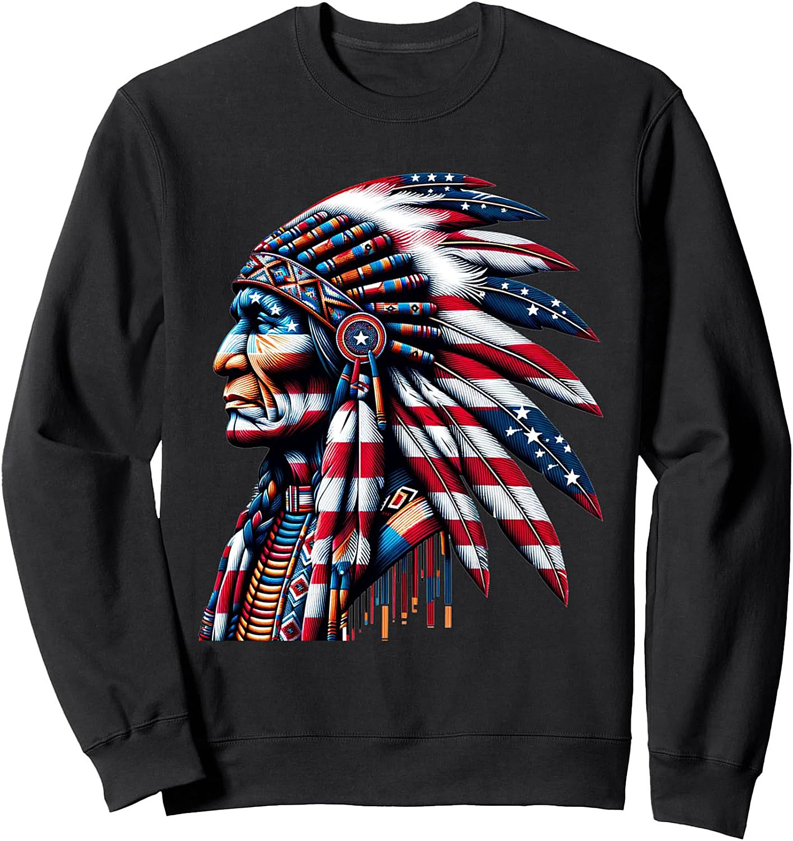 Patriotic Chief Graphic Sweatshirt Cozy Crewneck
