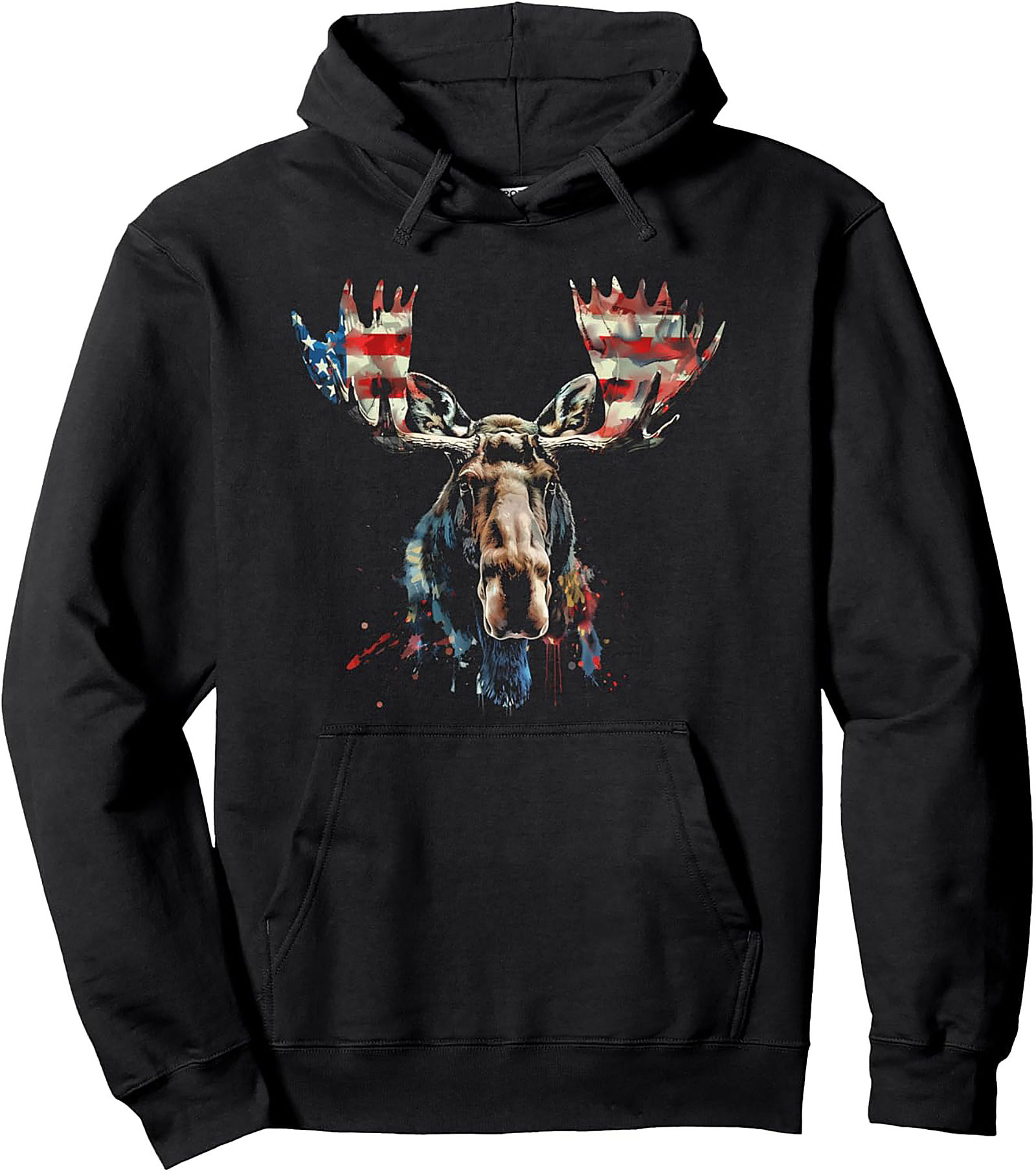 American Moose Graphic Hoodie | Patriotic Pullover Gift