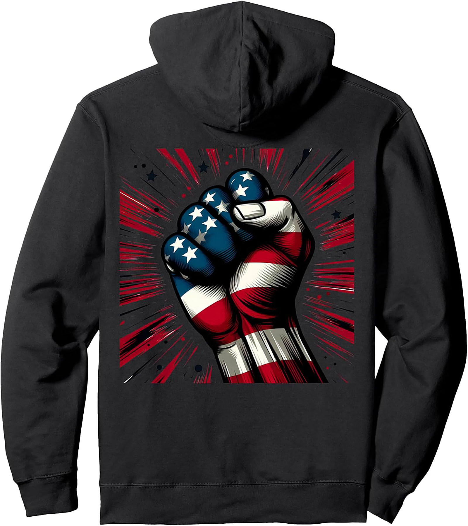 American Flag Fist Pullover Hoodie | Patriotic Graphic