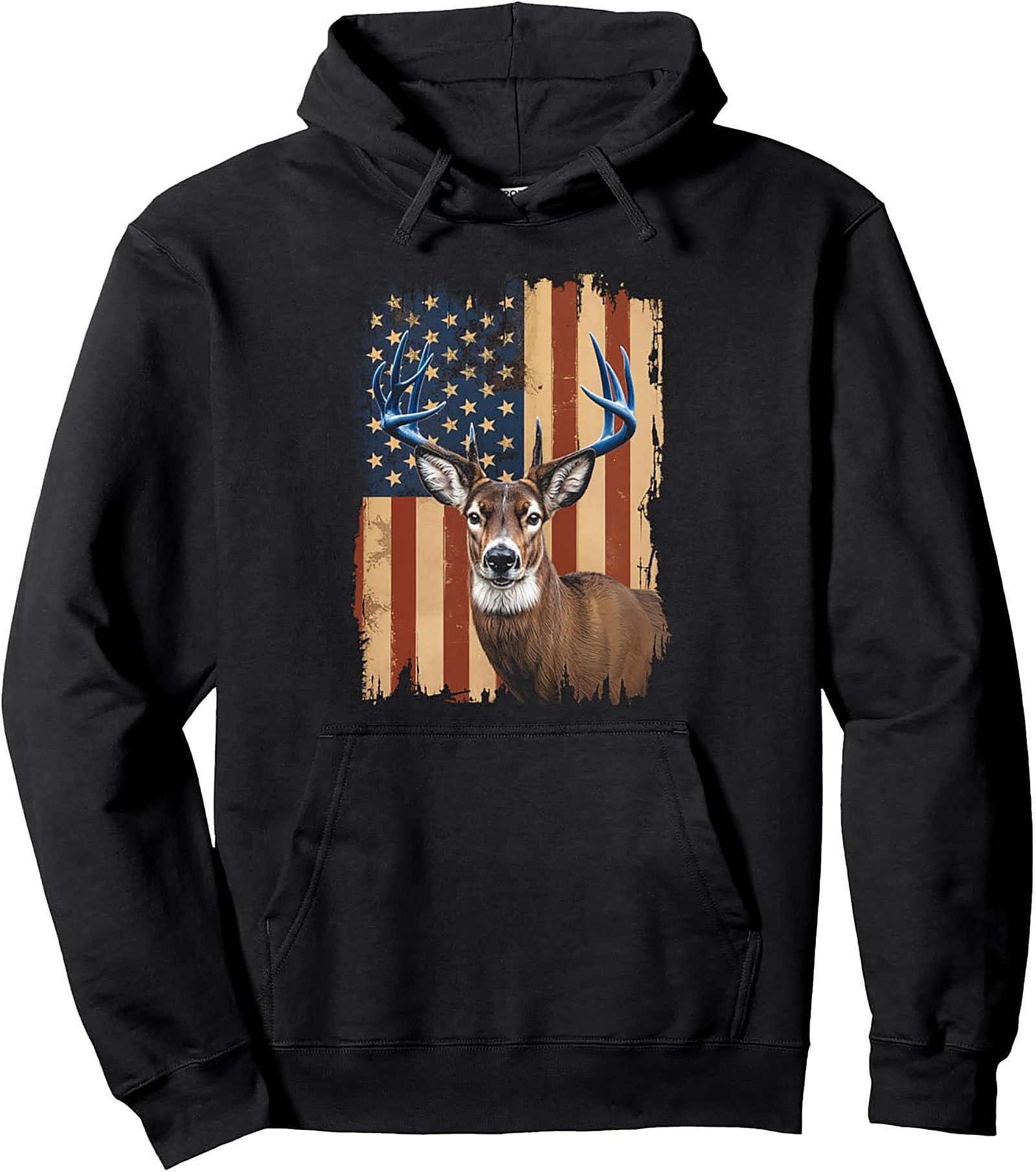 Patriotic Deer Hoodie | American Flag Graphic Pullover