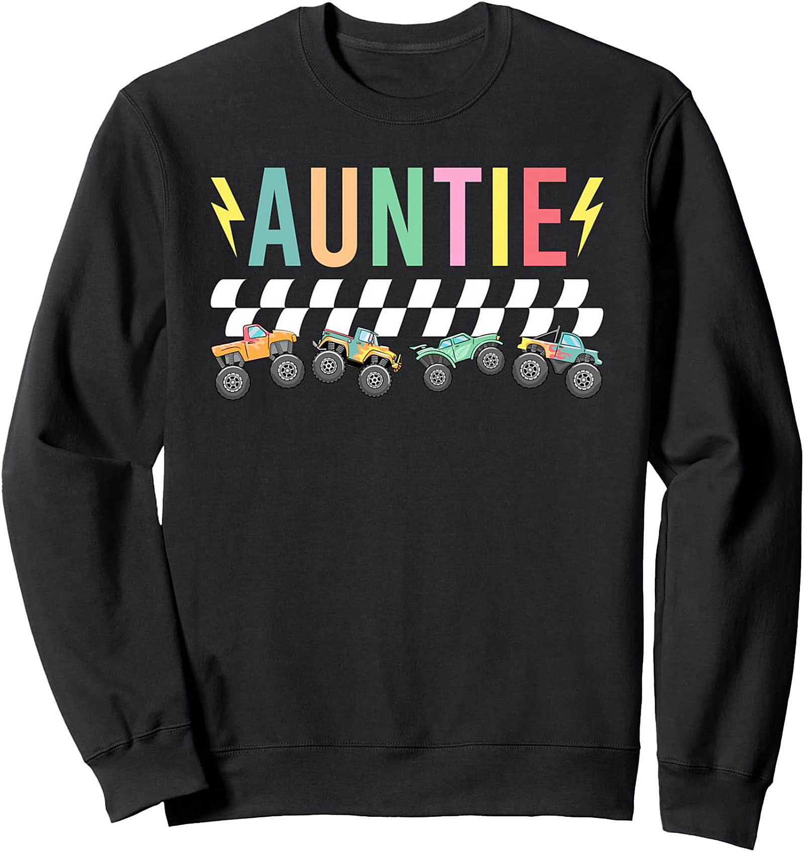 Monster Truck Auntie Graphic Sweatshirt – Retro Racing Crewneck