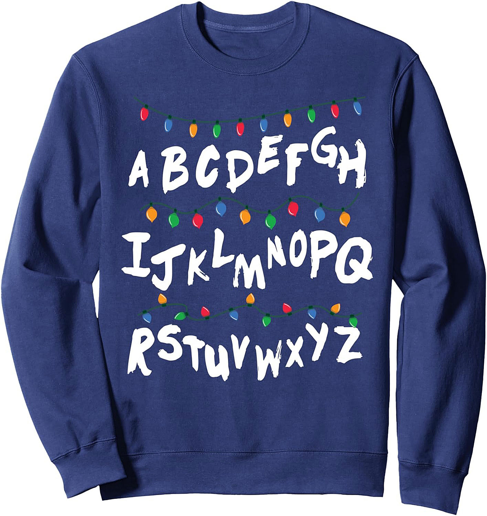 Stranger Things Alphabet Crewneck Sweatshirt Cozy Pullover