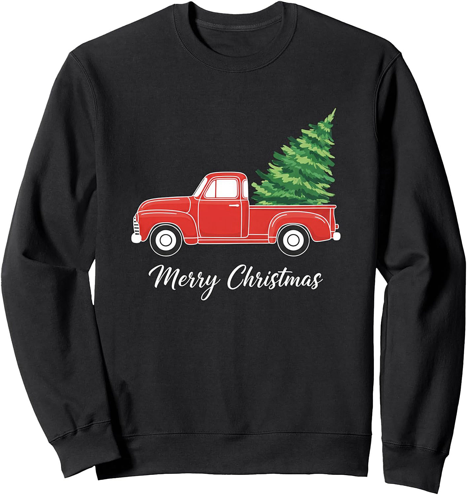 Vintage Red Truck Christmas Sweatshirt: Classic Holiday Tree Pullover