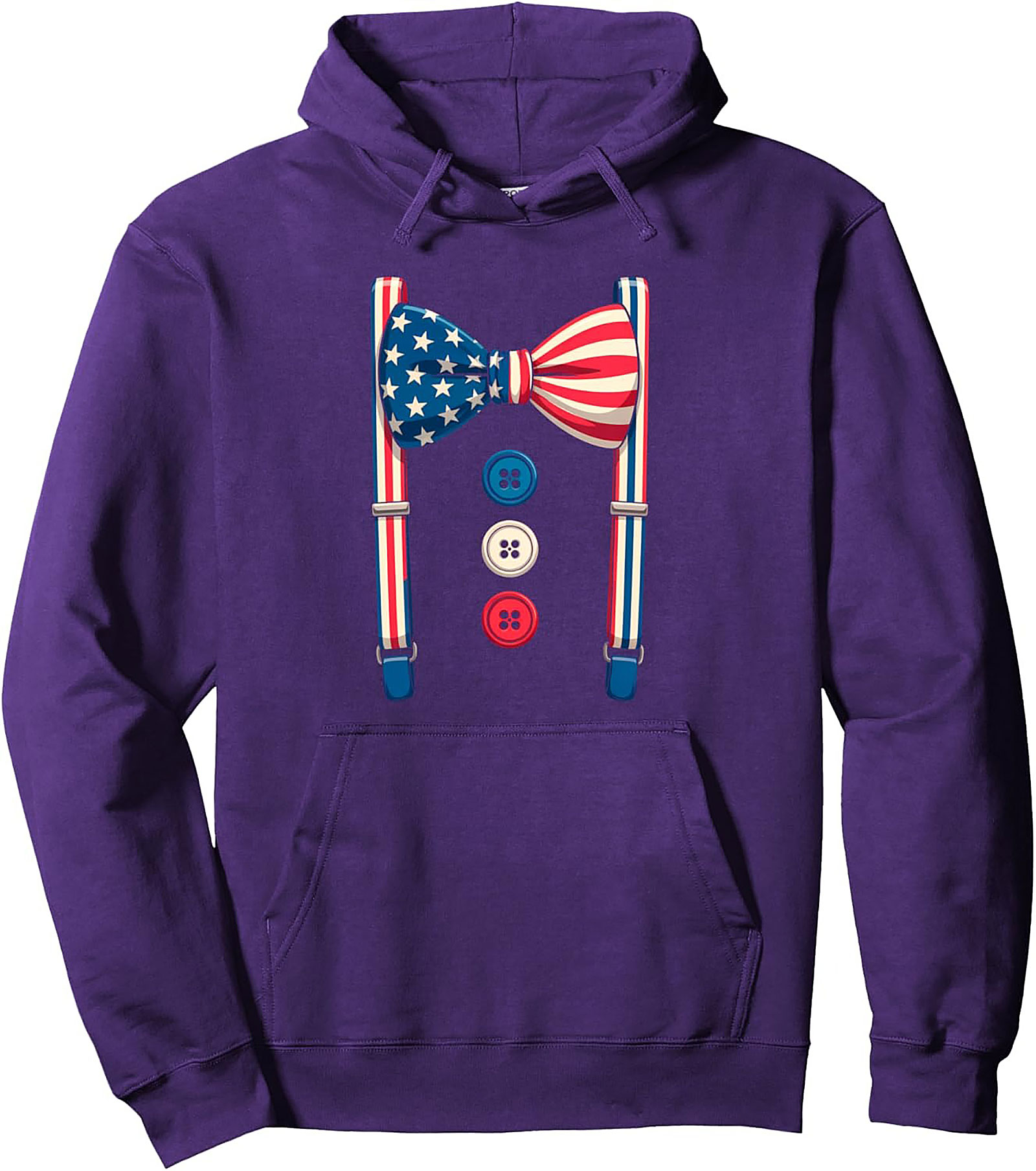 Patriotic Bow Tie 4th of July Pullover Hoodie | Cozy