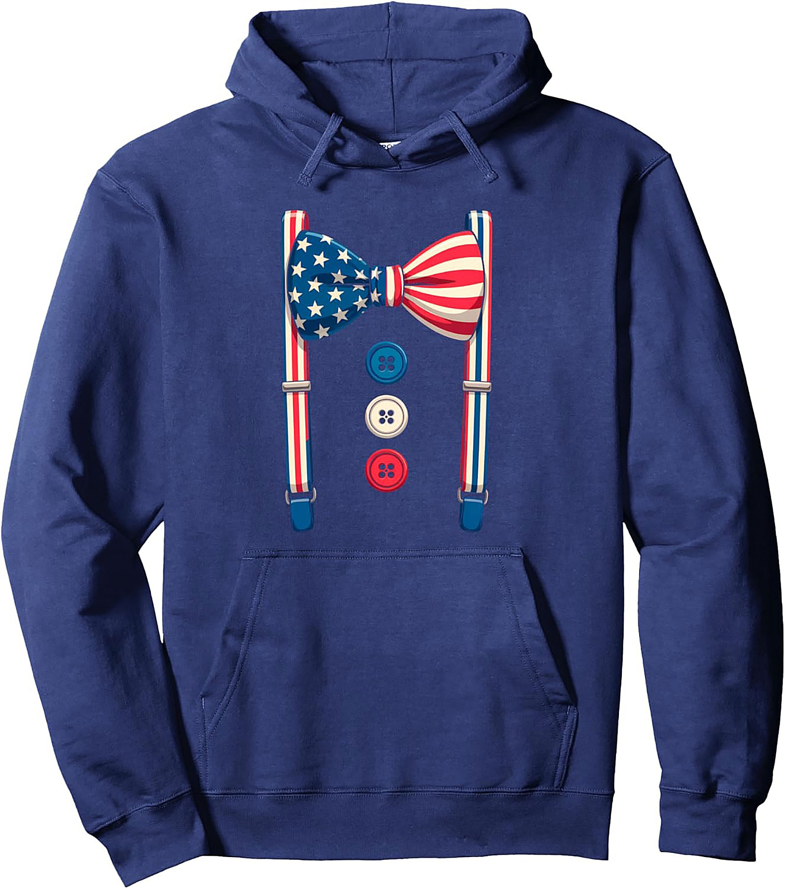 Patriotic Bow Tie 4th of July Pullover Hoodie | Cozy