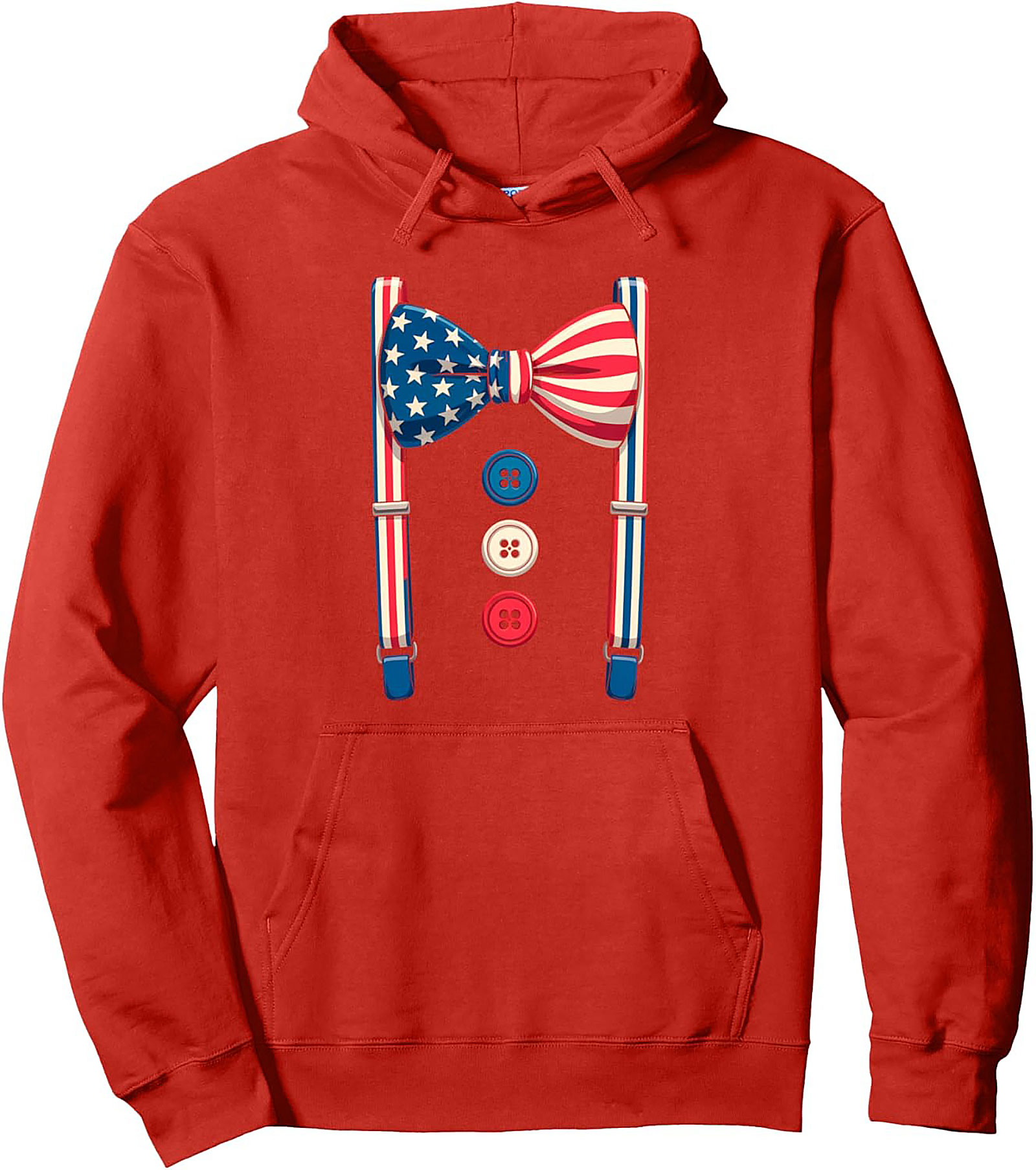 Patriotic Bow Tie 4th of July Pullover Hoodie | Cozy