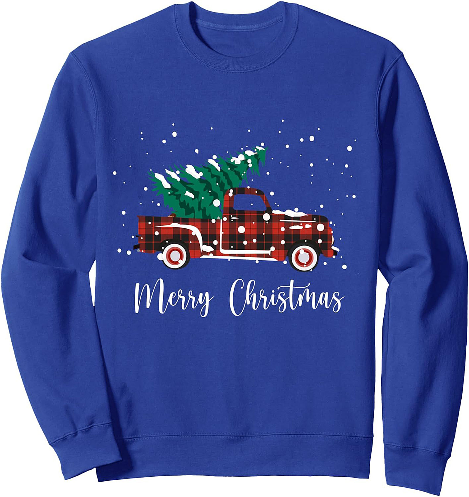 Buffalo Plaid Christmas Truck Sweatshirt | Vintage Holiday Crewneck Pullover