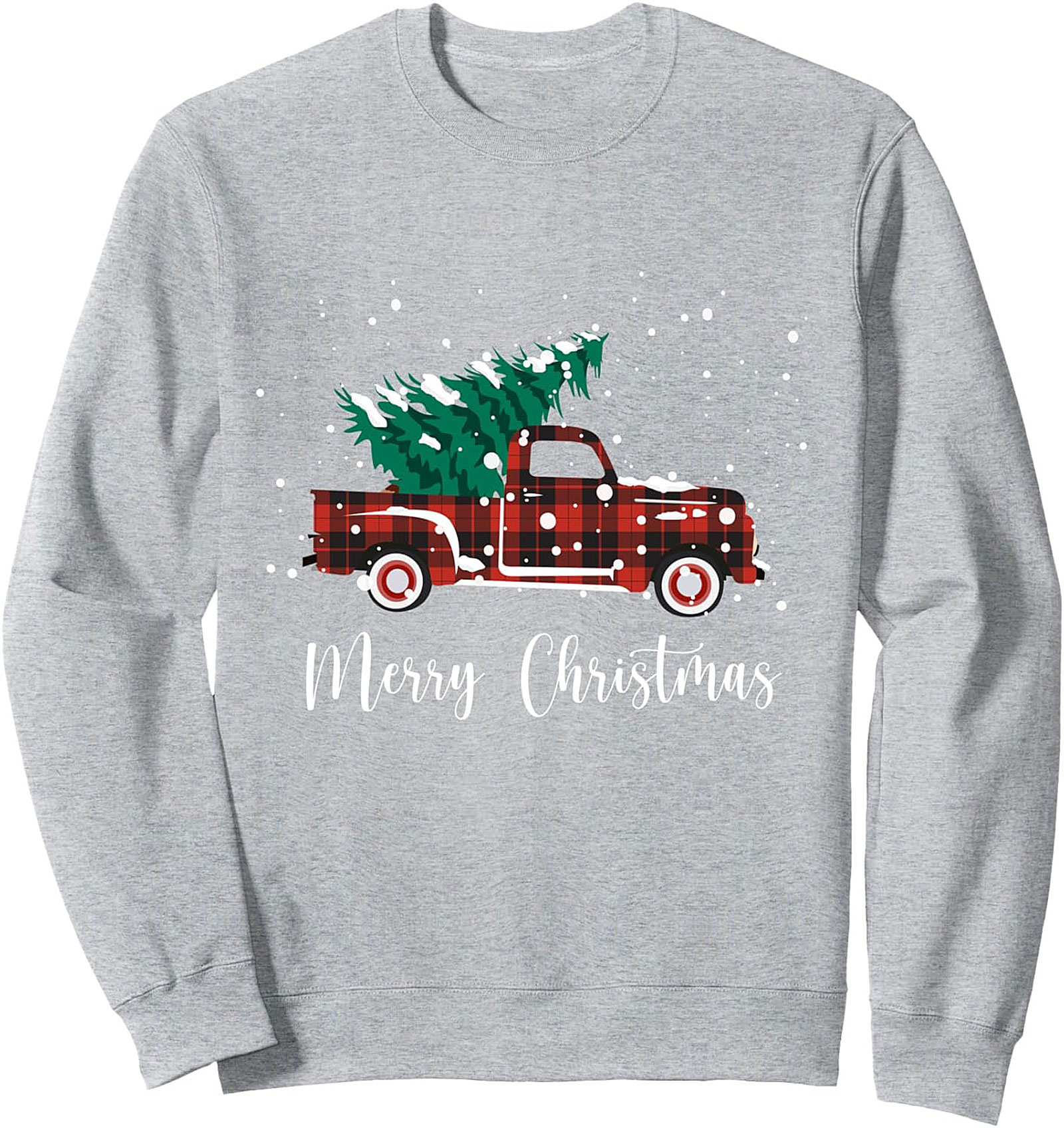Buffalo Plaid Christmas Truck Sweatshirt | Vintage Holiday Crewneck Pullover
