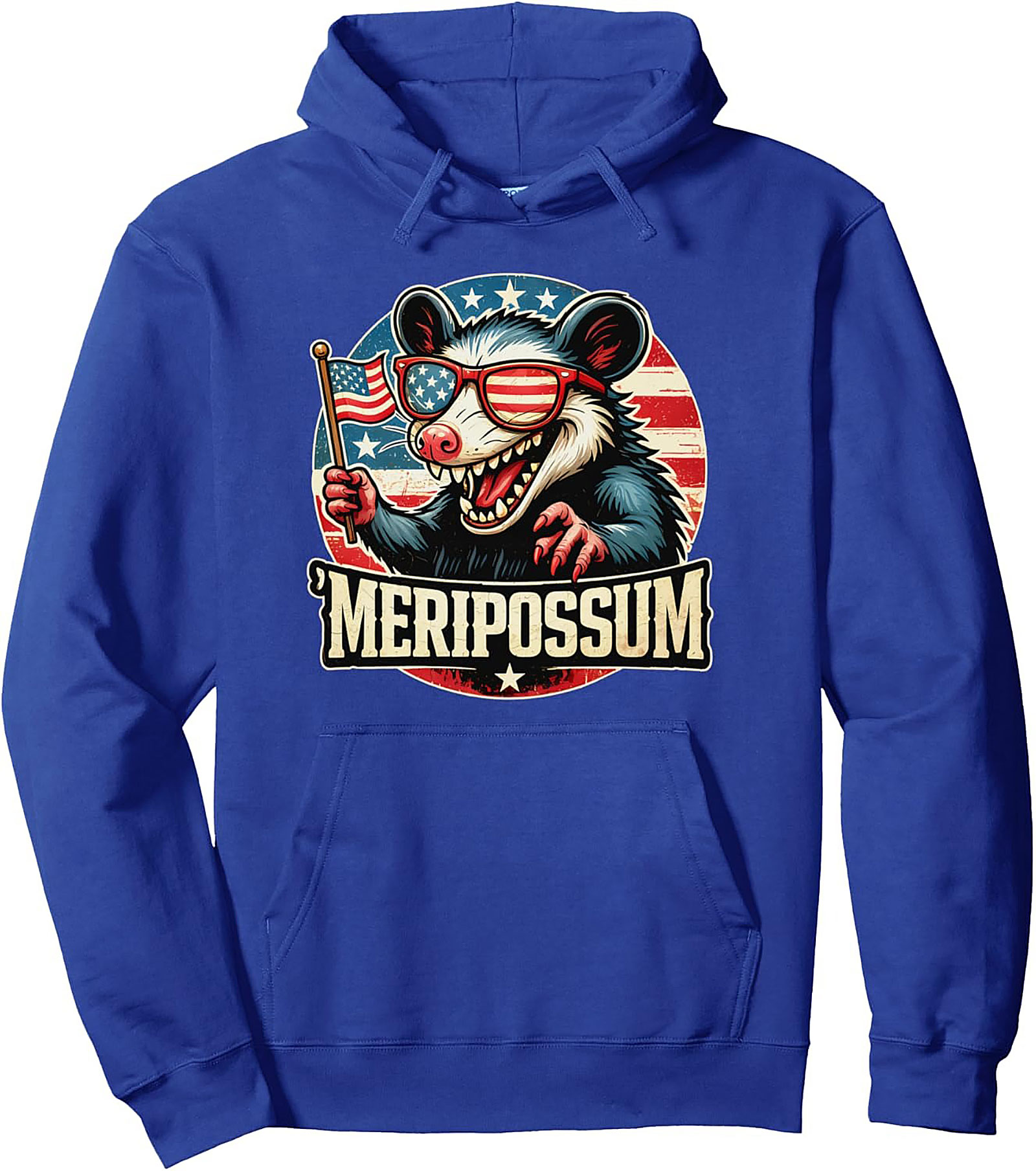 Meripossom Pullover Hoodie | Patriotic Opossum Graphic