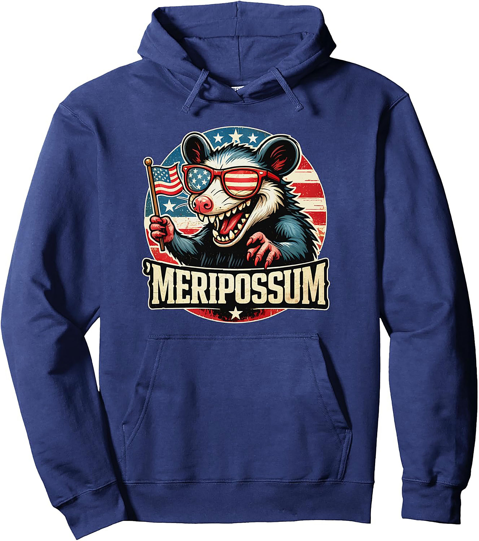 Meripossom Pullover Hoodie | Patriotic Opossum Graphic