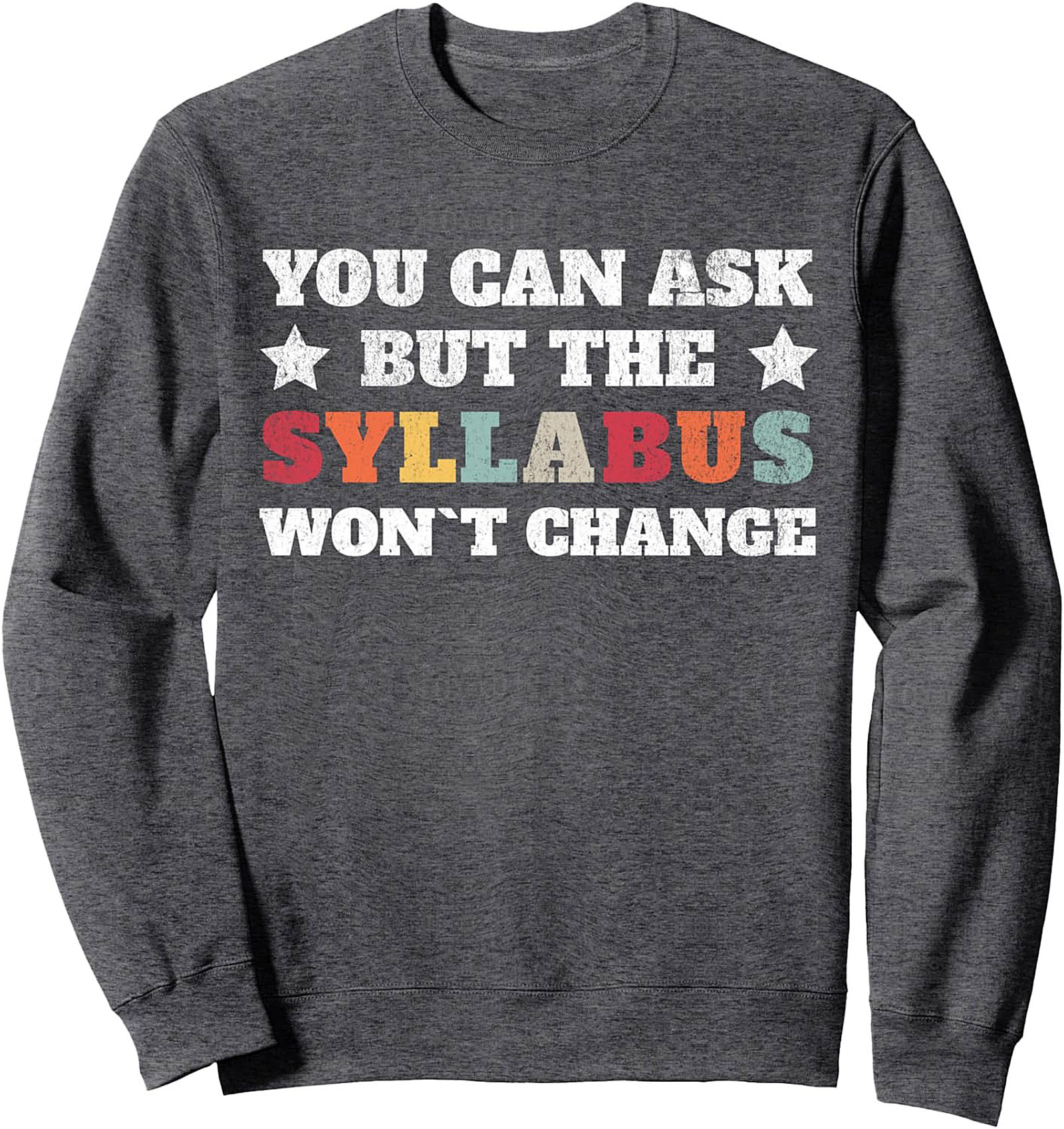 Syllabus Won't Change Teacher Humor Graphic Sweatshirt