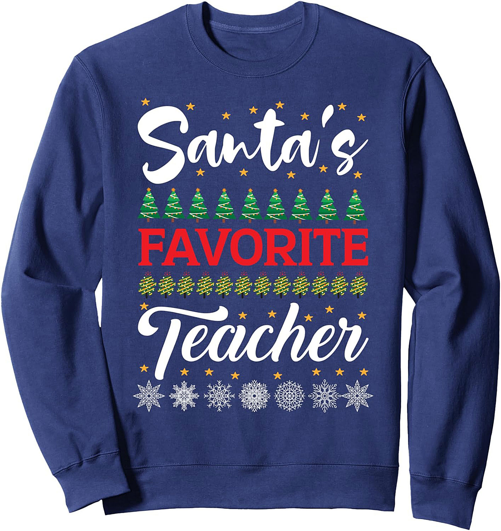 Santa's Favorite Teacher Christmas Crewneck Sweatshirt