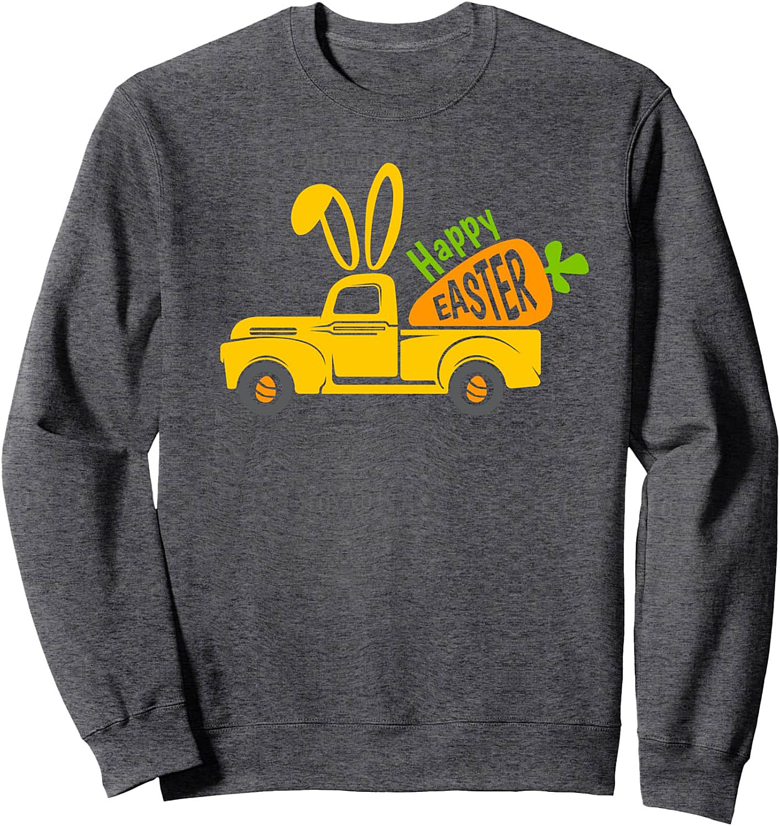 Vintage Yellow Truck Happy Easter Sweatshirt | Cozy Crewneck Pullover