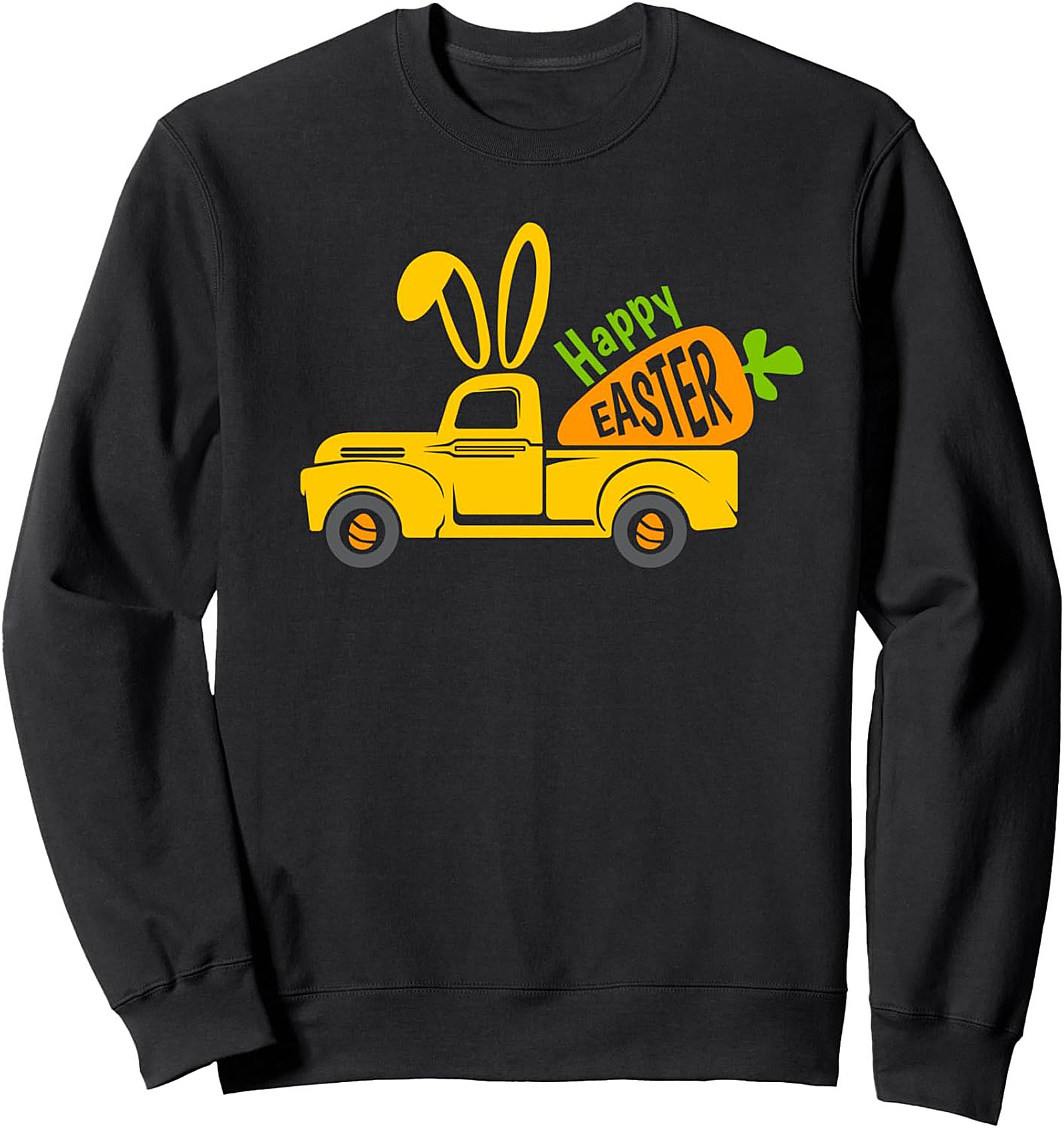 Vintage Yellow Truck Happy Easter Sweatshirt | Cozy Crewneck Pullover