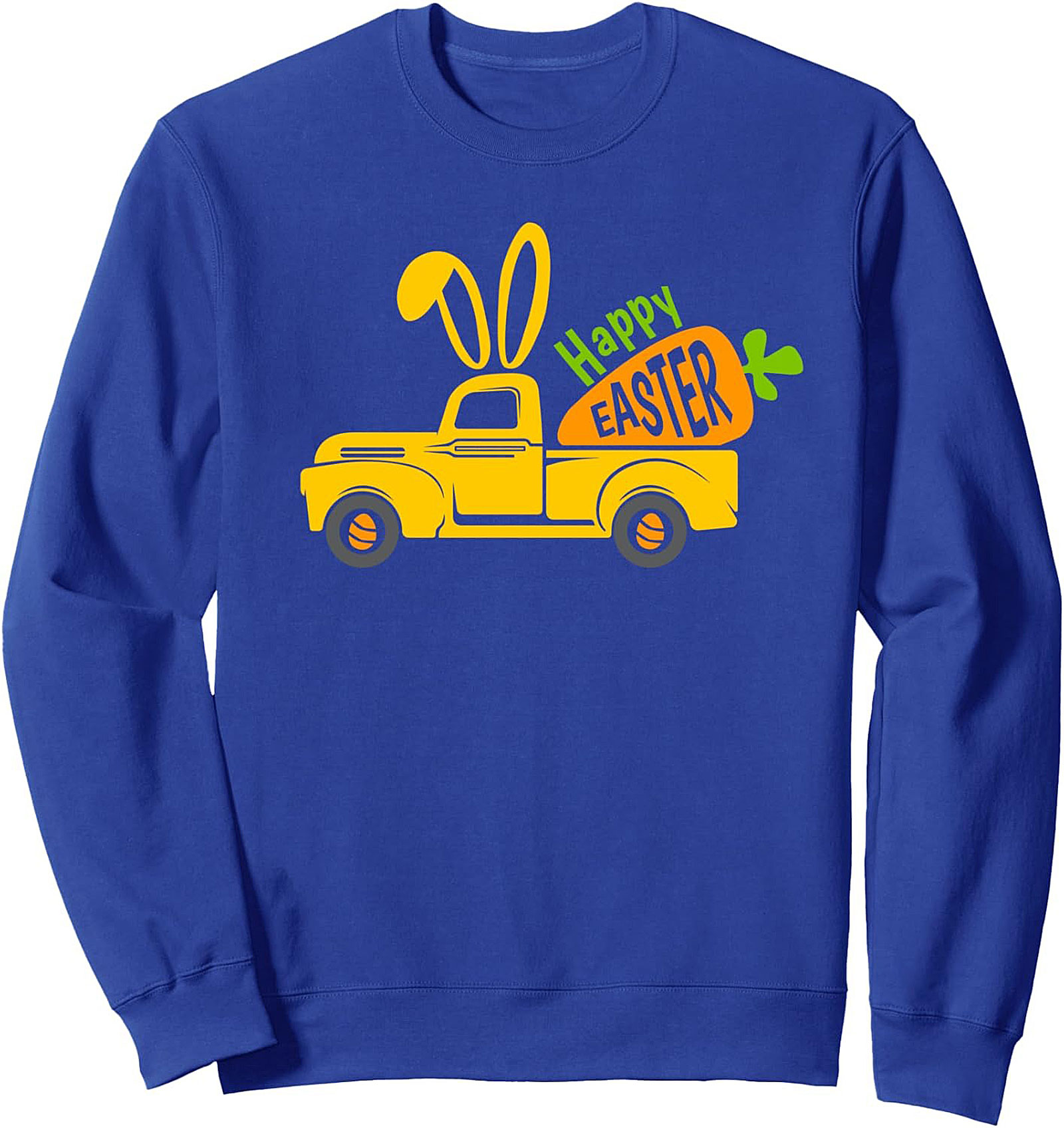 Vintage Yellow Truck Happy Easter Sweatshirt | Cozy Crewneck Pullover
