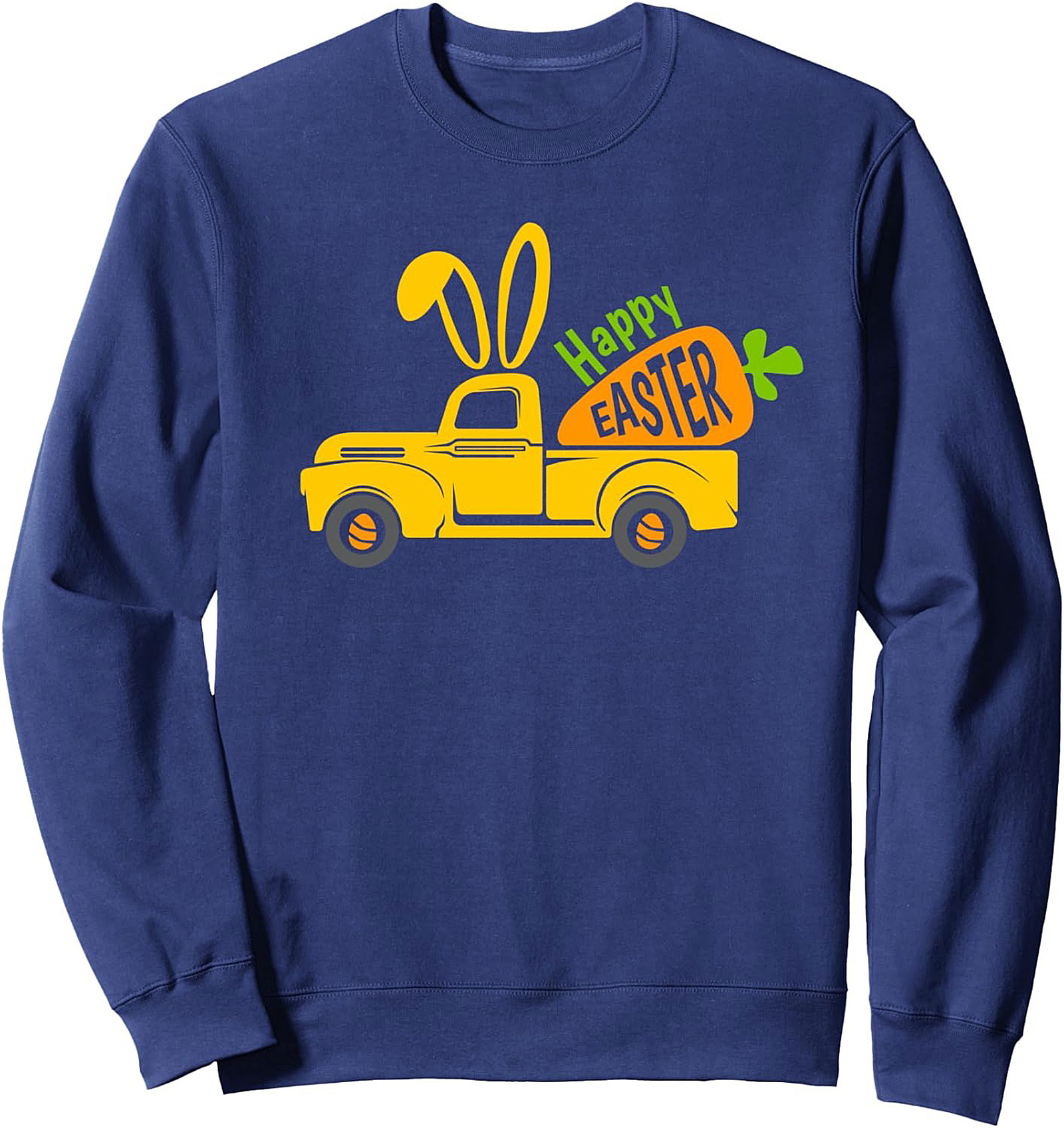 Vintage Yellow Truck Happy Easter Sweatshirt | Cozy Crewneck Pullover