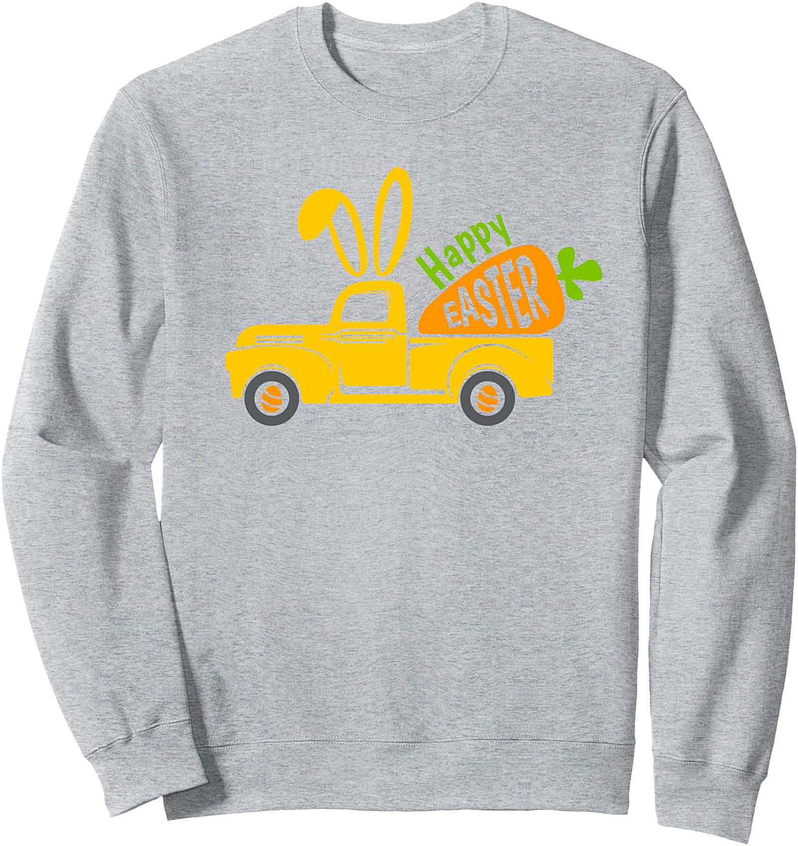 Vintage Yellow Truck Happy Easter Sweatshirt | Cozy Crewneck Pullover