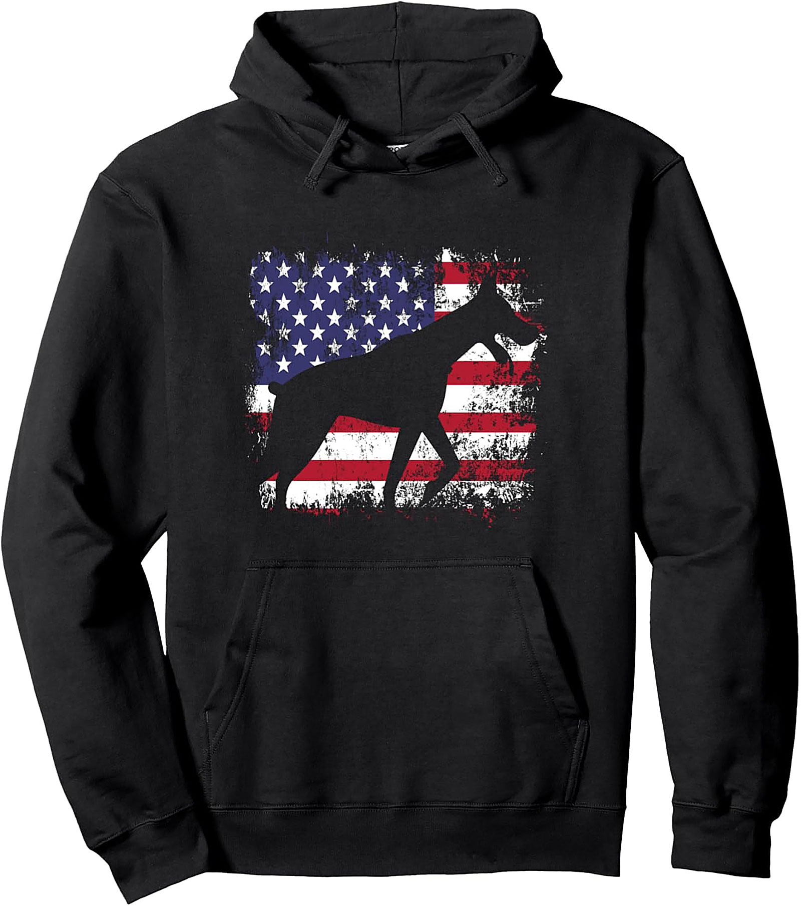 Patriotic Doberman Pullover Hoodie | American Flag Dog Gift