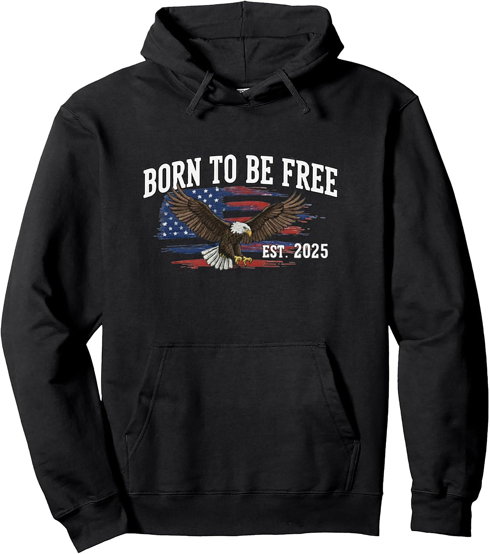 Born To Be Free American Eagle Patriotic Graphic Hoodie