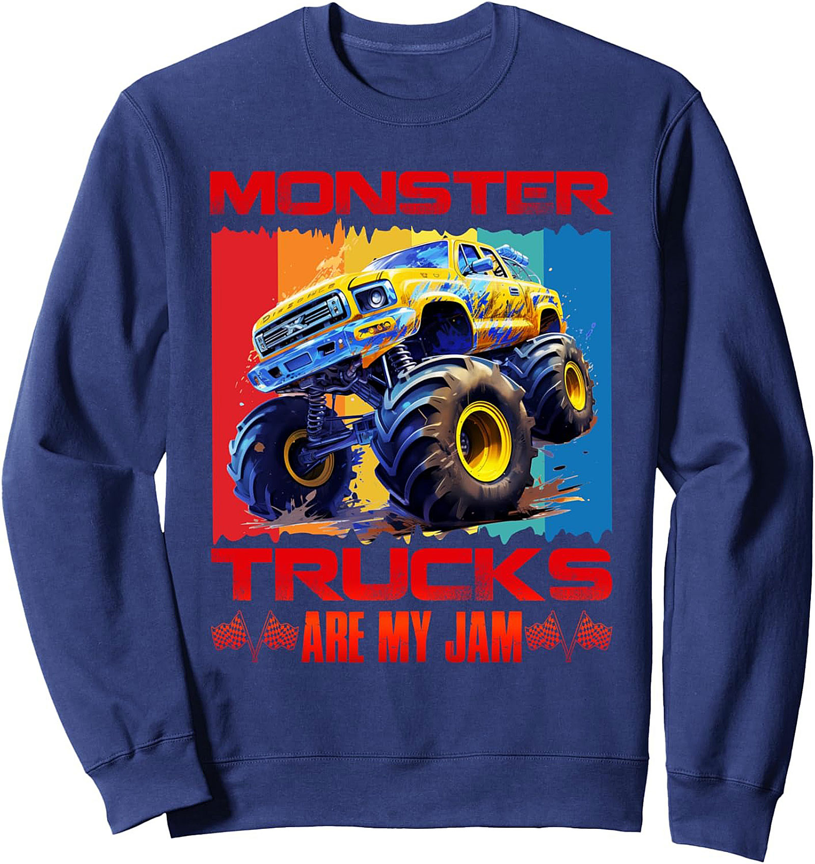 MONSTER TRUCKS ARE MY JAM Graphic Sweatshirt | Retro Monster Truck Crewneck Pullover