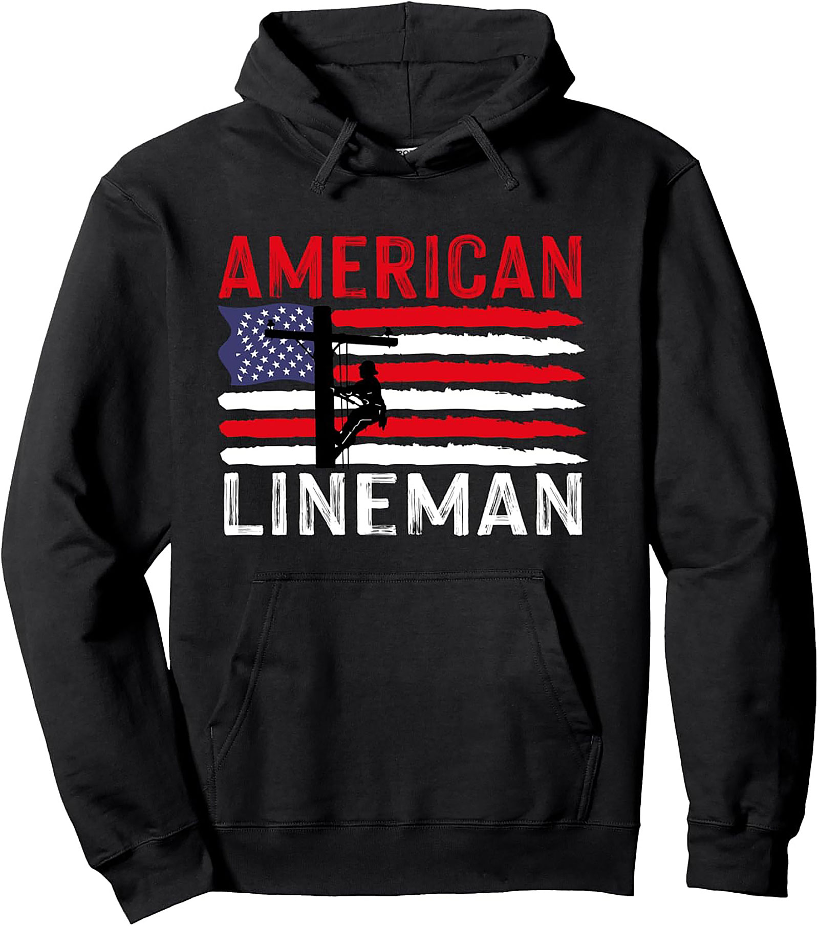 American Lineman Pullover Hoodie | Patriotic Utility Gift