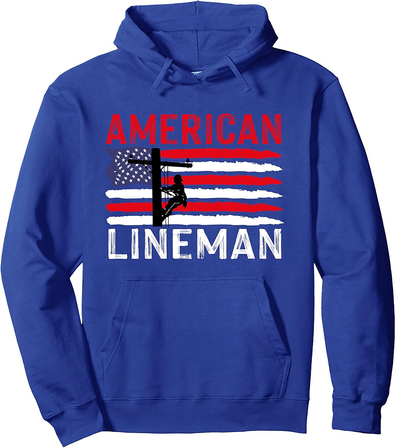 American Lineman Pullover Hoodie | Patriotic Utility Gift