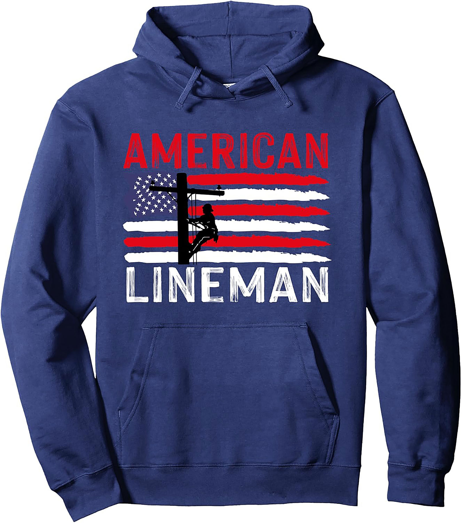 American Lineman Pullover Hoodie | Patriotic Utility Gift