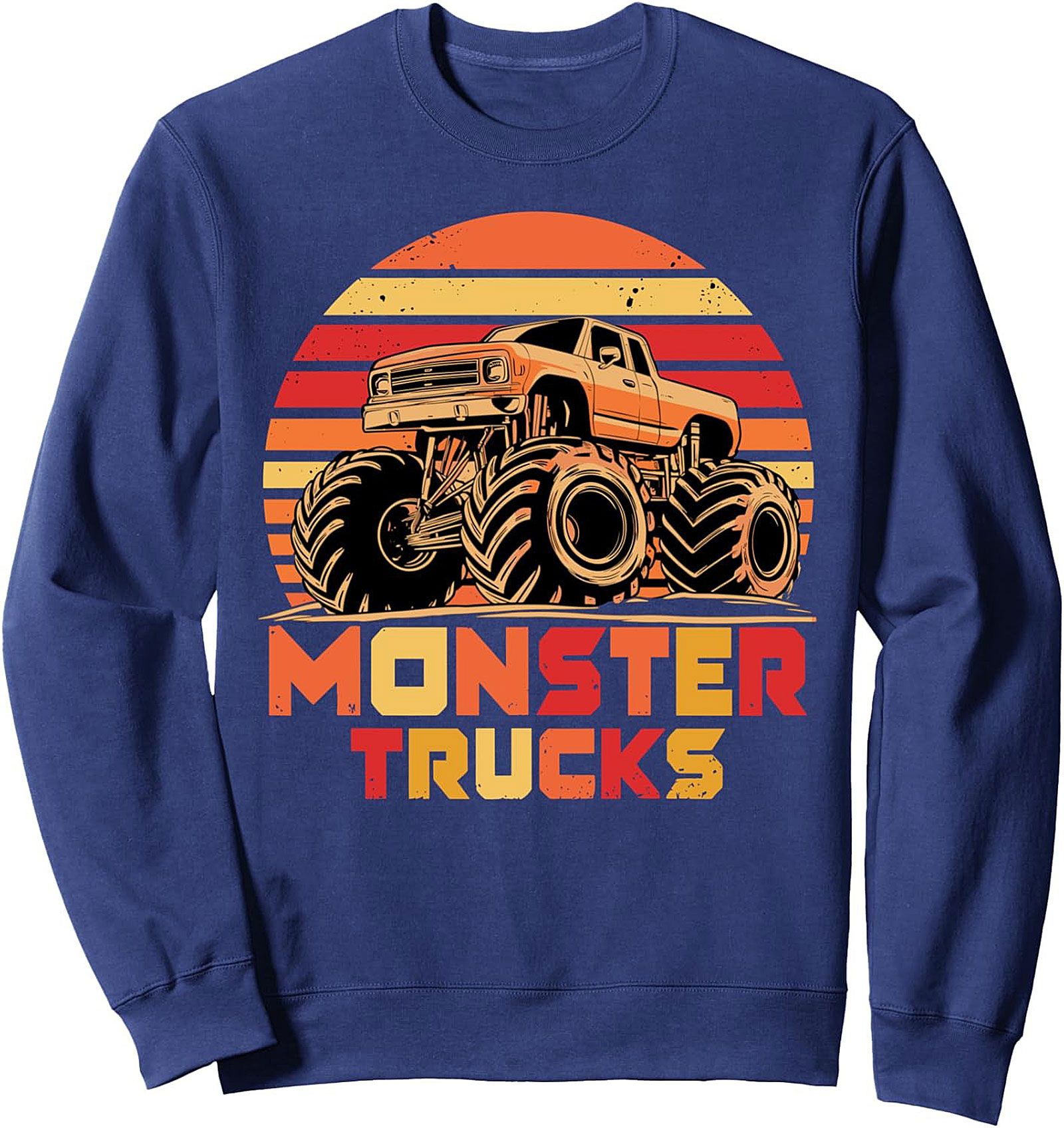 Retro Sunset Monster Truck Sweatshirt – Heavy Blend Crewneck Pullover