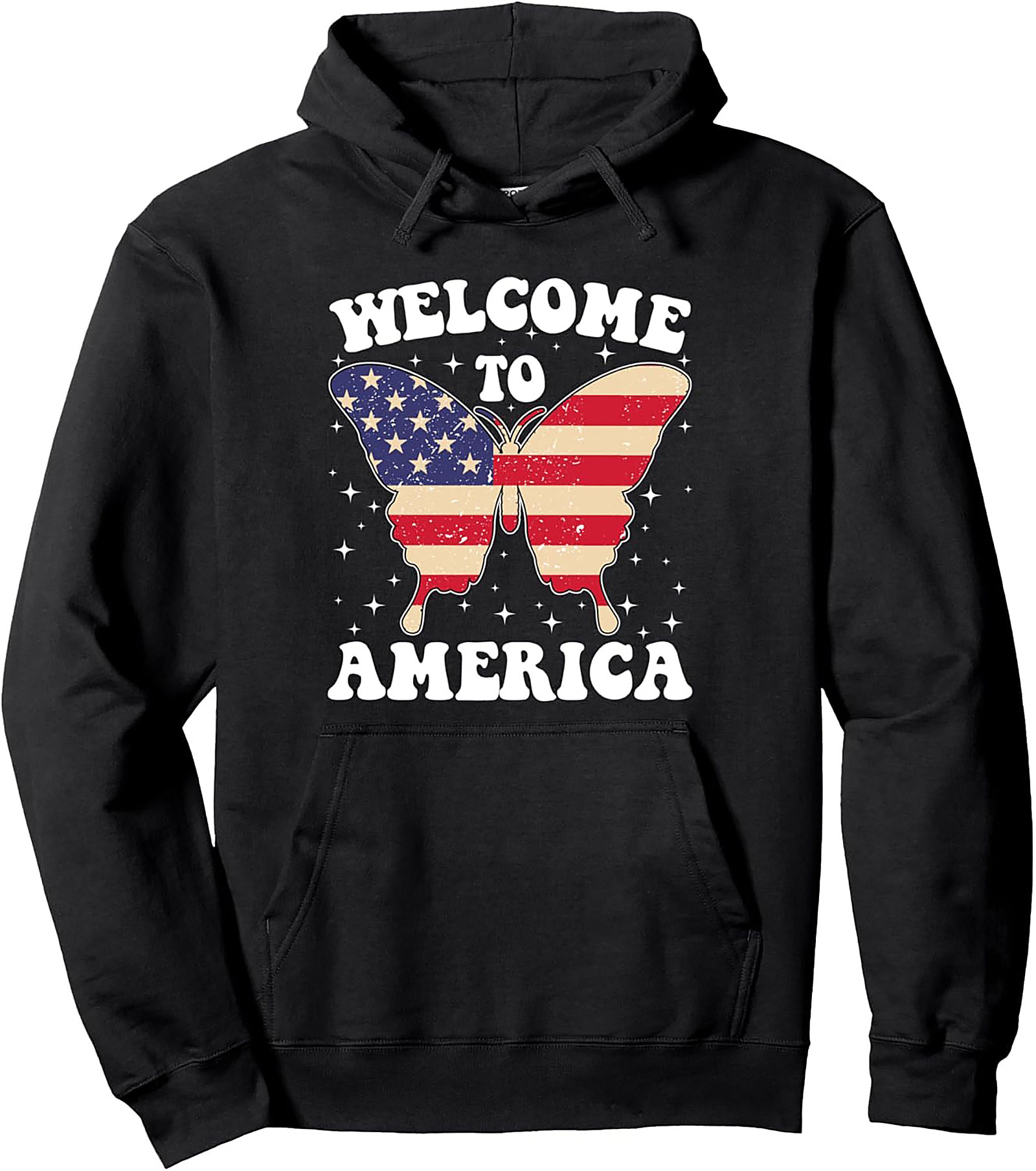 Patriotic Butterfly Pullover Hoodie | Welcome to America