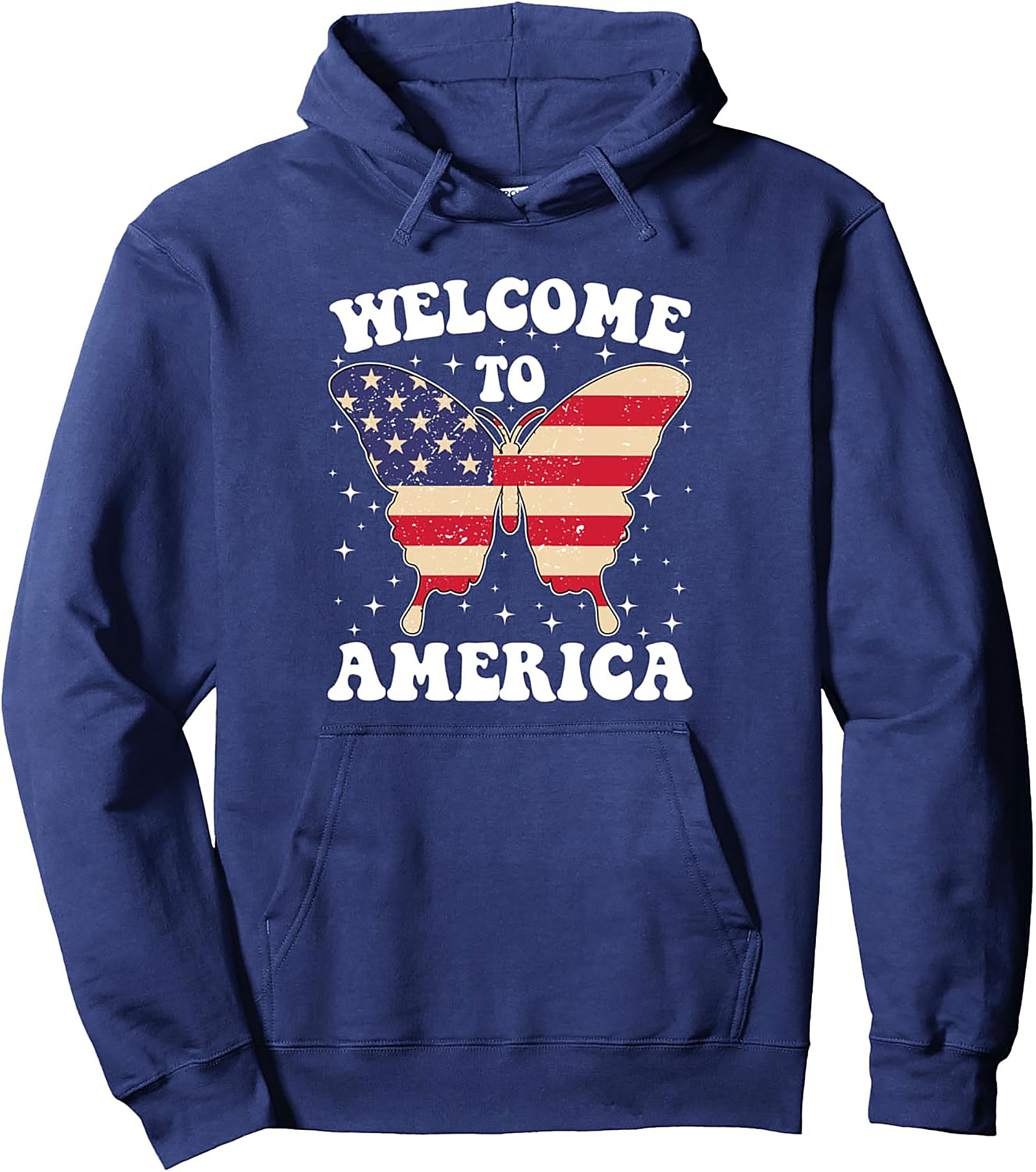 Patriotic Butterfly Pullover Hoodie | Welcome to America