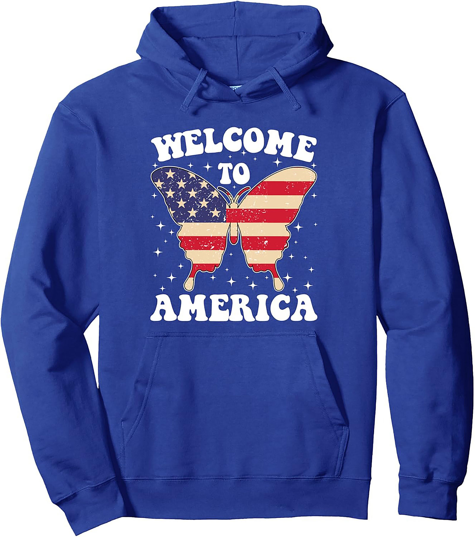 Patriotic Butterfly Pullover Hoodie | Welcome to America
