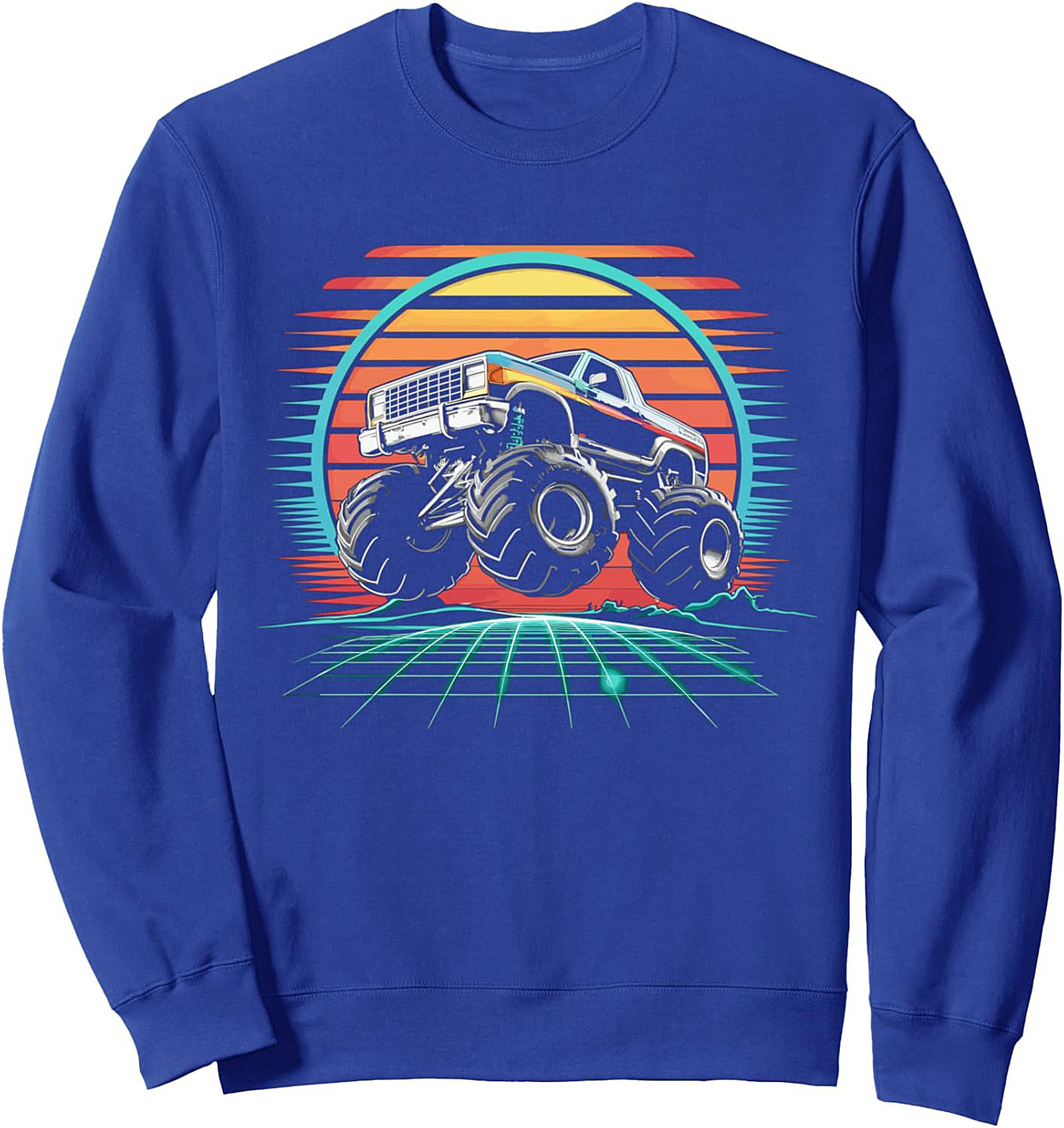 80s Retro Monster Truck Crewneck Sweatshirt | Synthwave Pullover