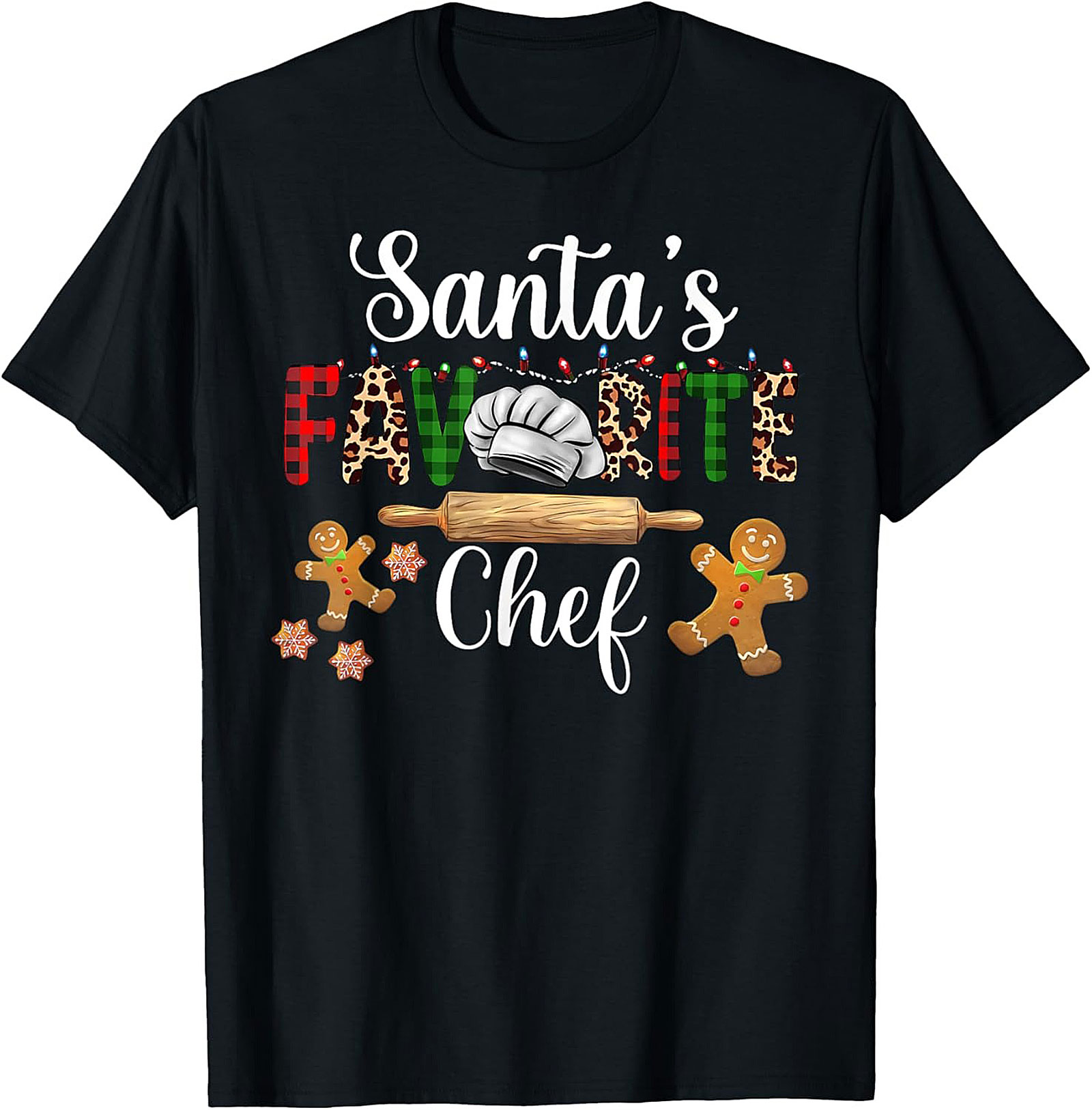 Santa's Favorite Chef T-Shirt Funny Christmas Tee Gift