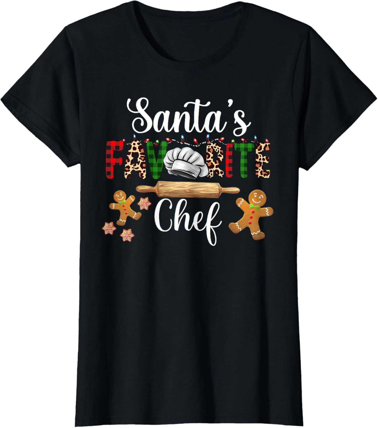 Santa's Favorite Chef T-Shirt Funny Christmas Tee Gift
