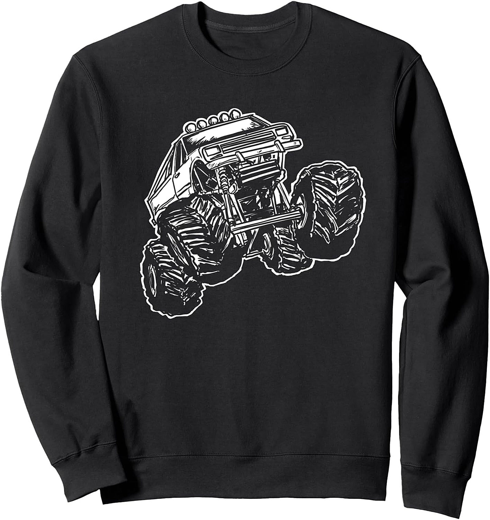 Monster Truck Crewneck Sweatshirt - Off-Road 4x4 Jump Graphic