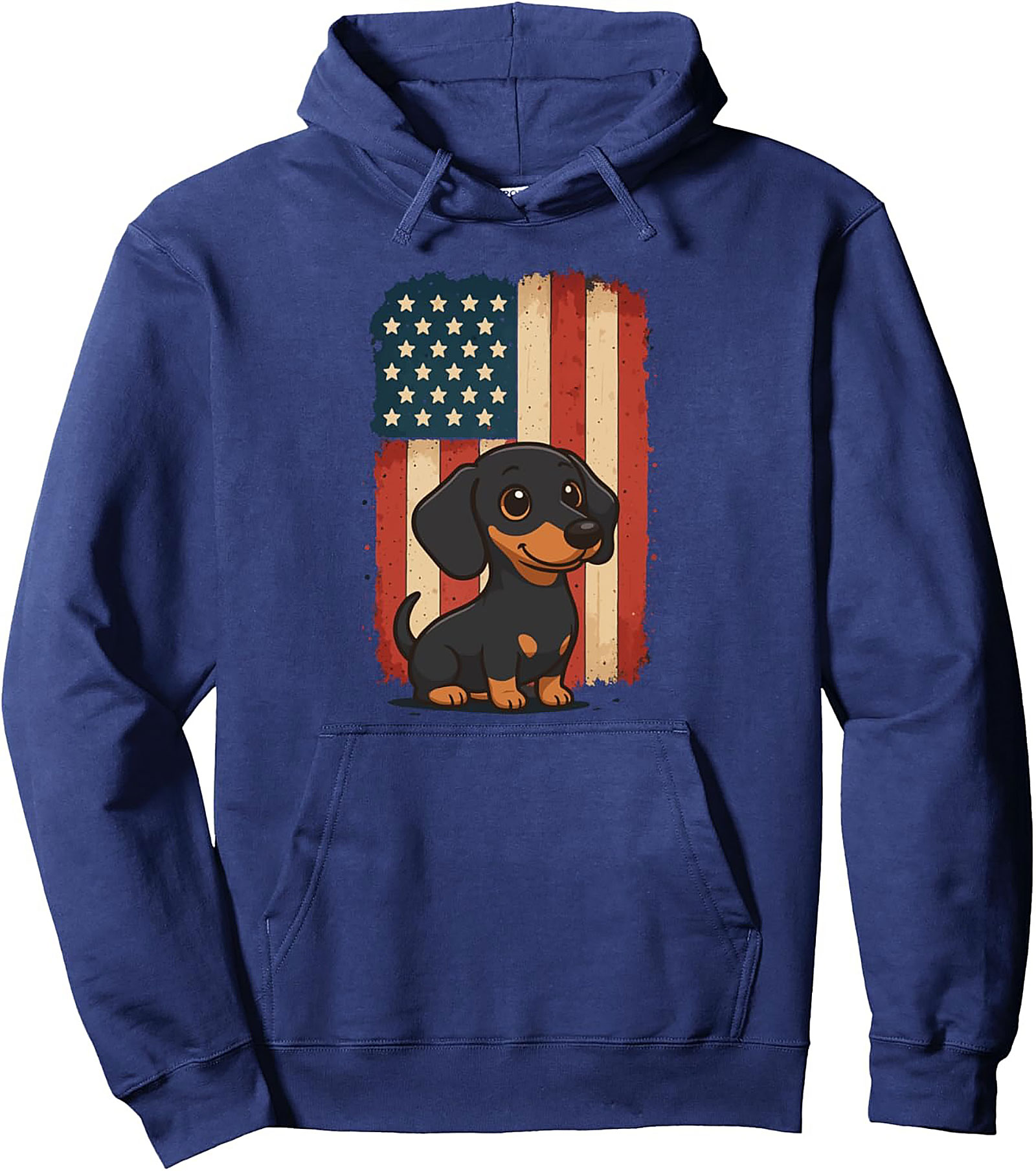 Patriotic Dachshund Pullover Hoodie | Vintage Doxie Graphic