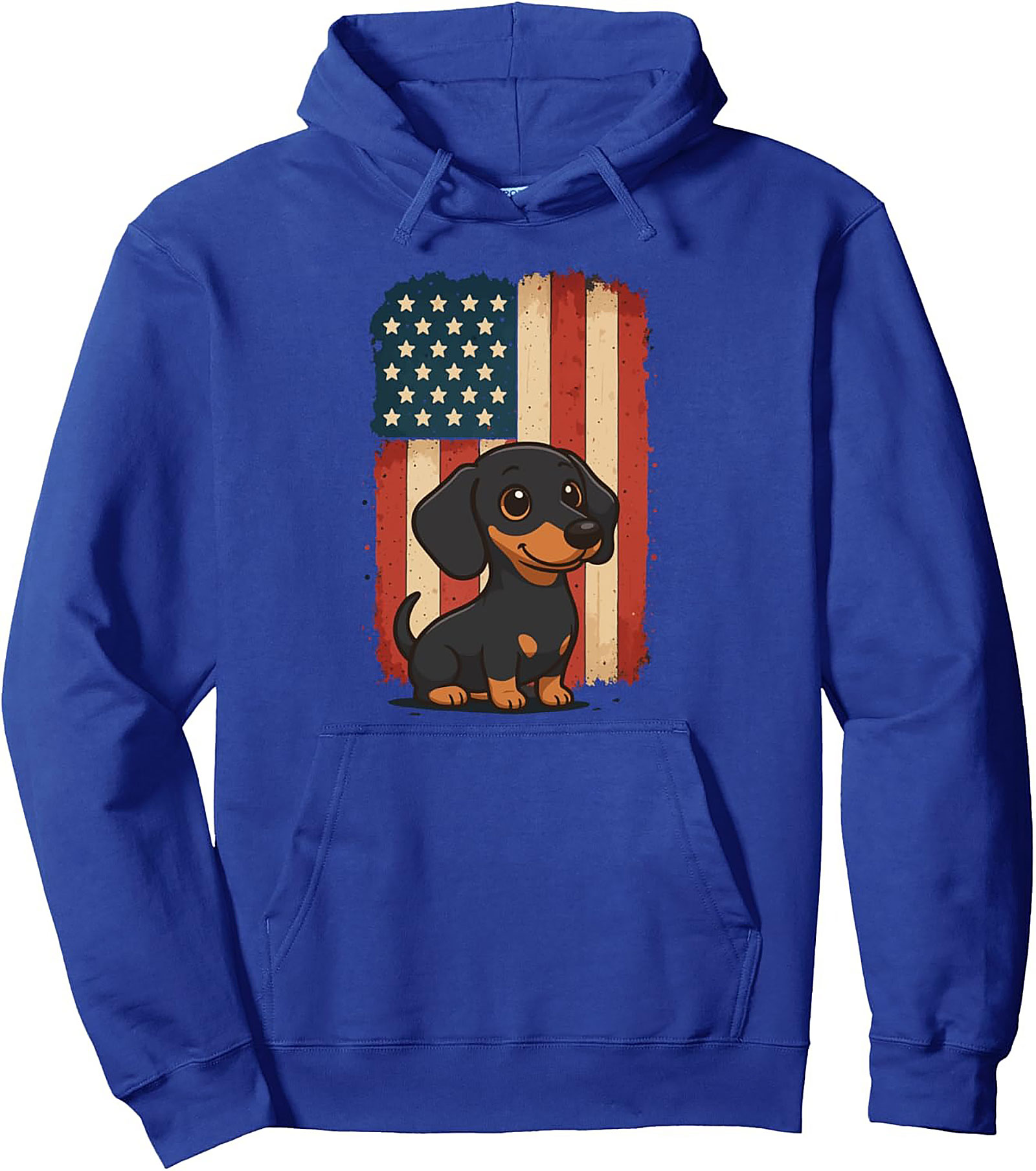 Patriotic Dachshund Pullover Hoodie | Vintage Doxie Graphic