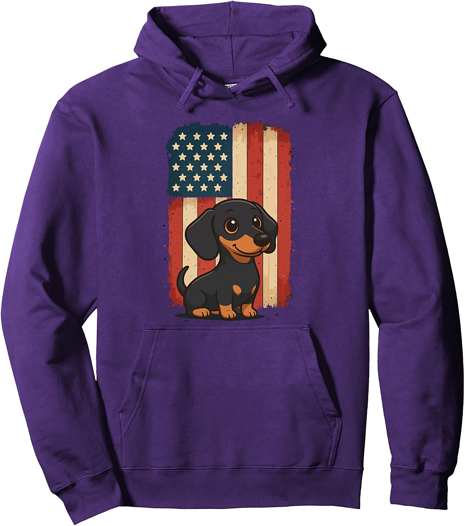 Patriotic Dachshund Pullover Hoodie | Vintage Doxie Graphic
