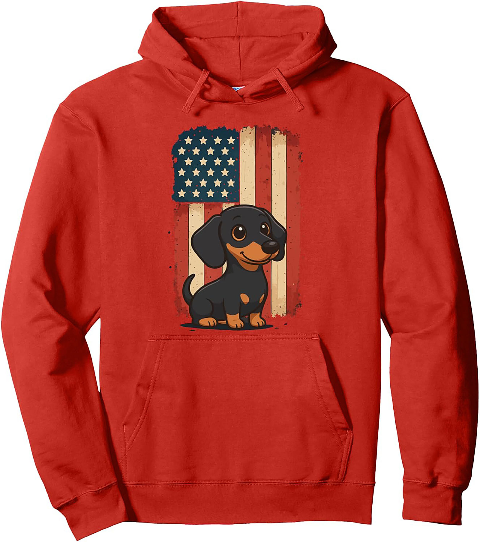 Patriotic Dachshund Pullover Hoodie | Vintage Doxie Graphic