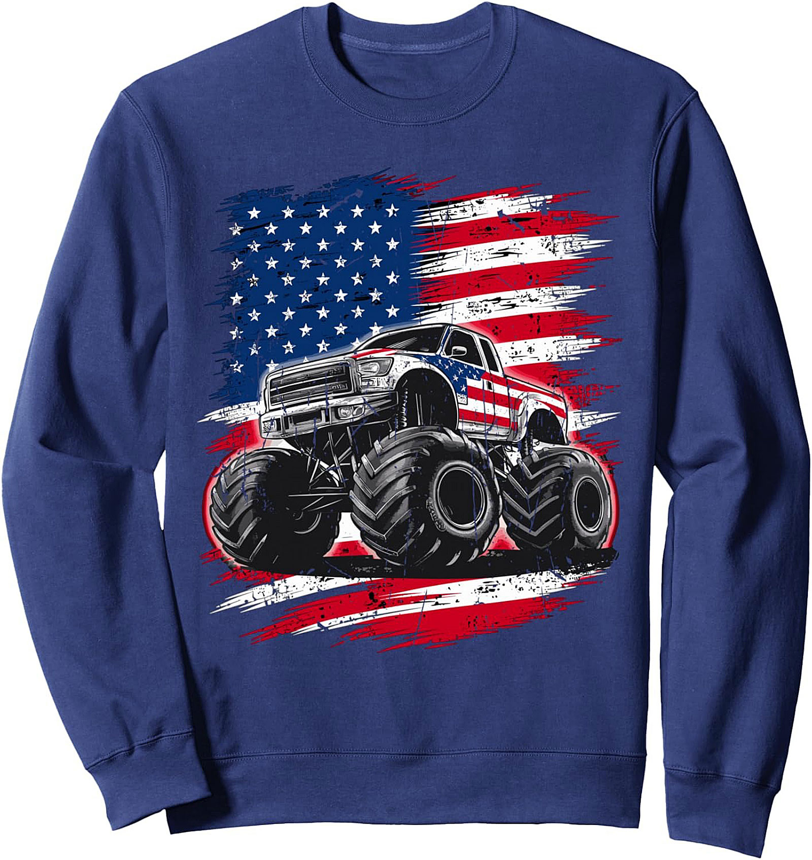 American Flag Monster Truck Crewneck Sweatshirt 