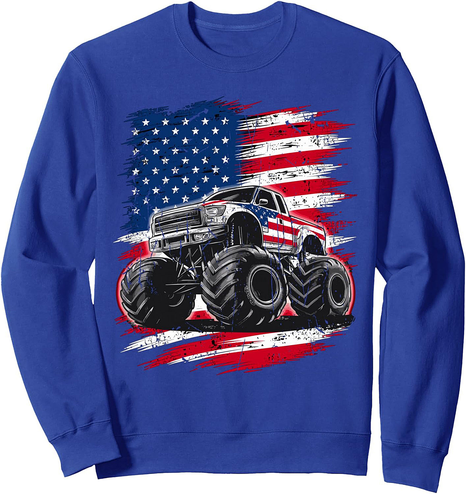 American Flag Monster Truck Crewneck Sweatshirt 