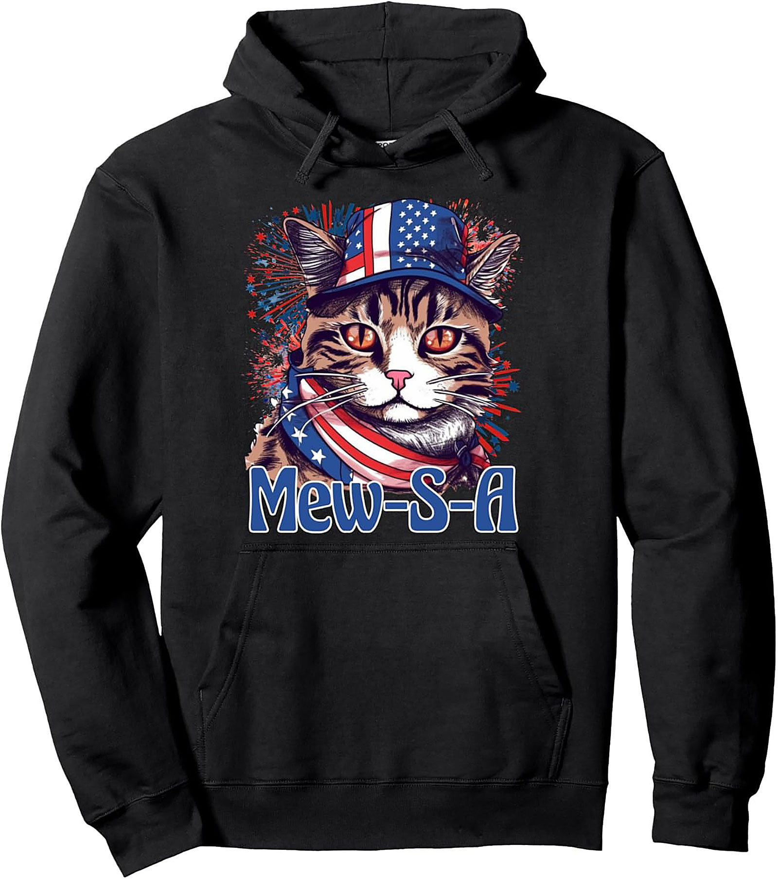Patriotic Cat Pullover Hoodie - Mew-S-A Graphic Hoodie